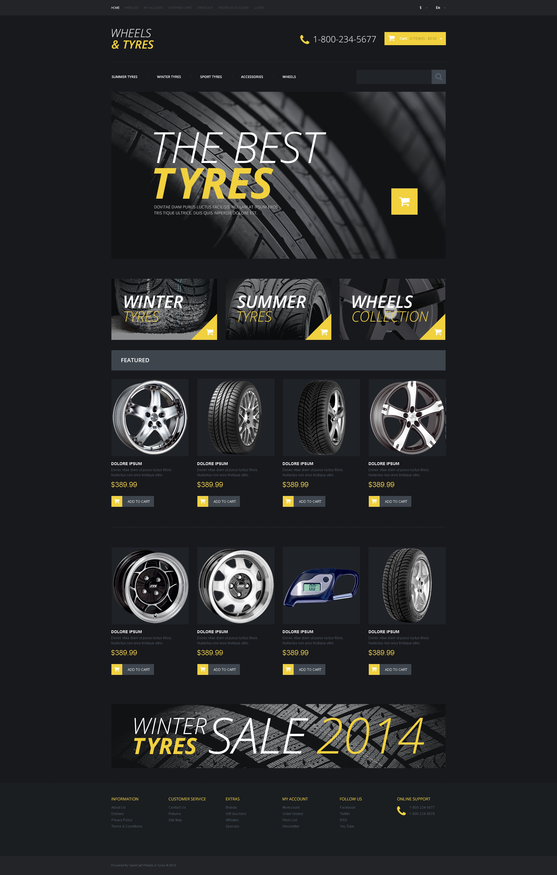 Wheels & Tires Template Responsive OpenCart Template