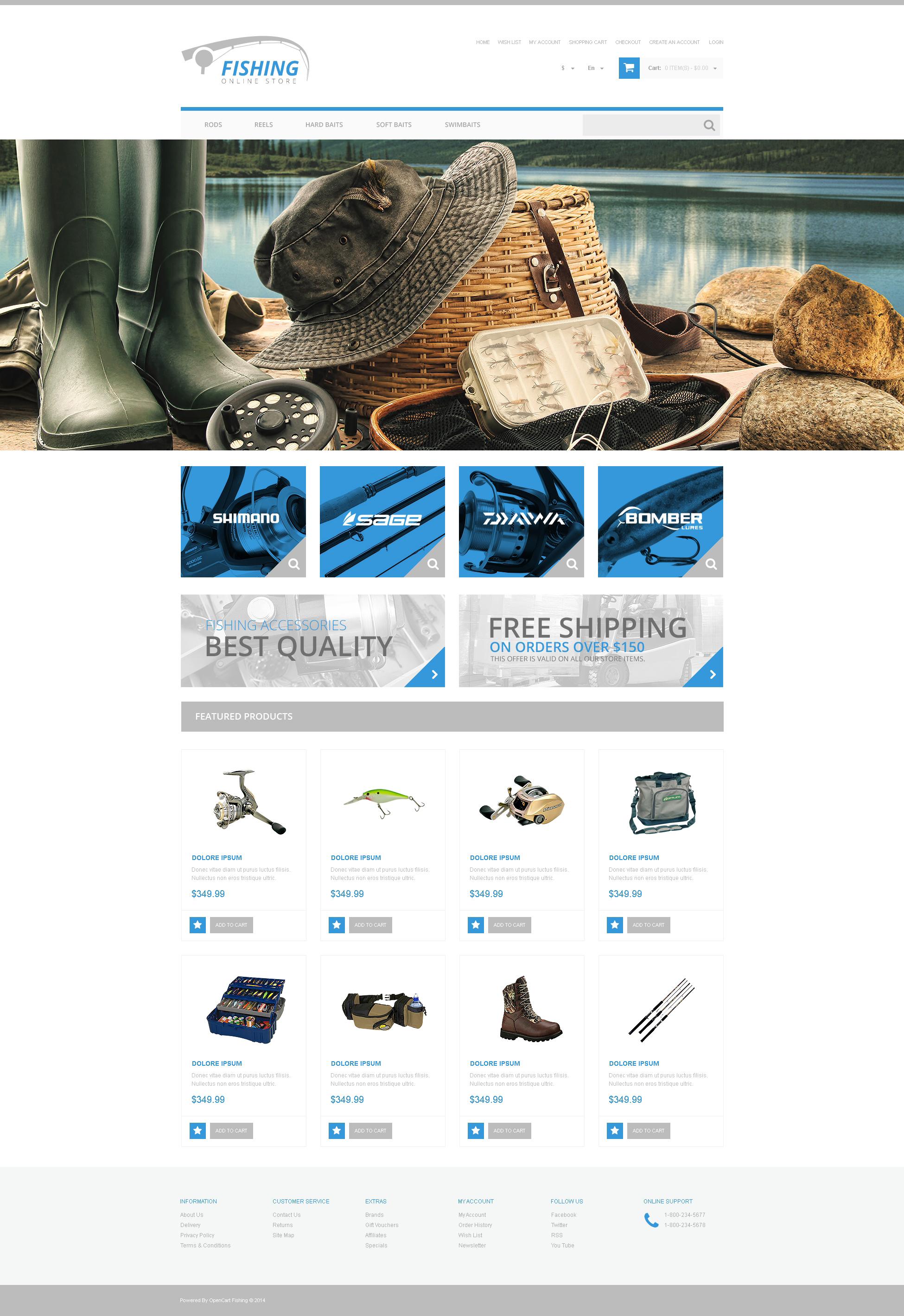 Fishing Template Responsive OpenCart Template