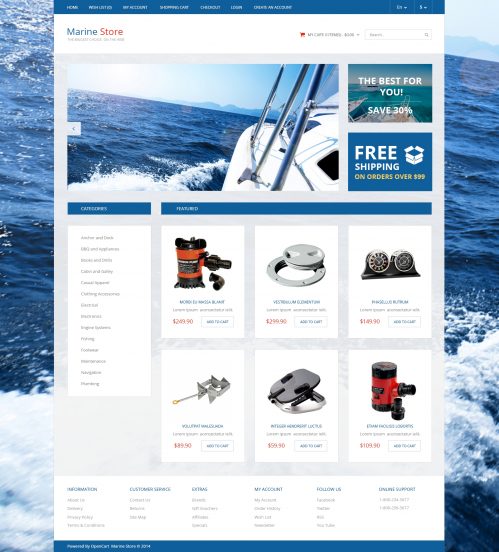 Yachting Template Responsive OpenCart Template