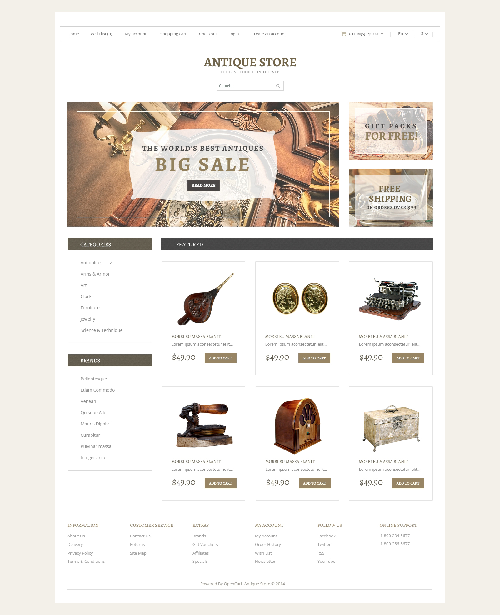 Antique Store Template Responsive OpenCart Template