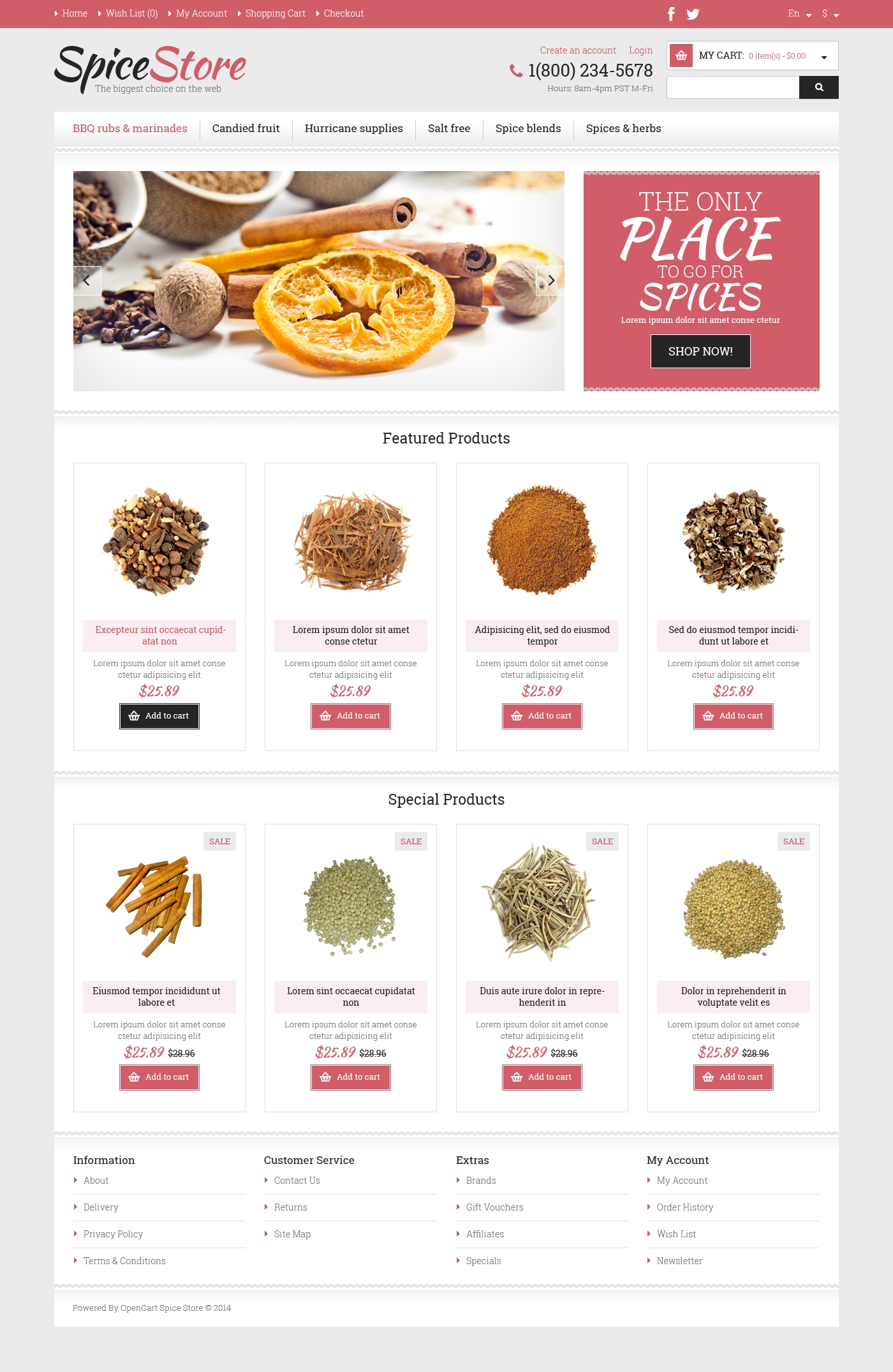 Spice Shop Template Responsive OpenCart Template