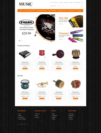 Music Store Template Responsive OpenCart Template