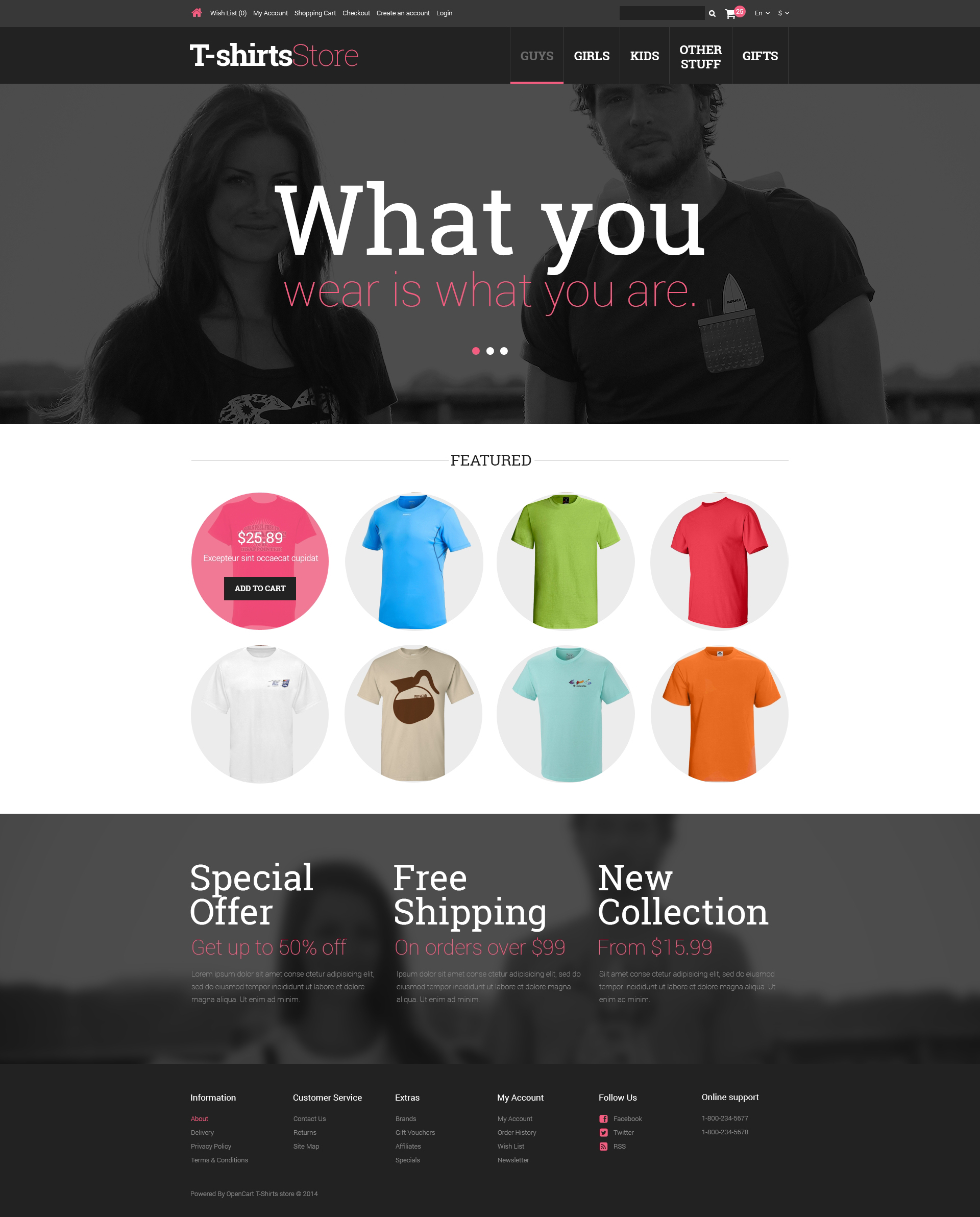 TShirts for Guys  Girls OpenCart Template