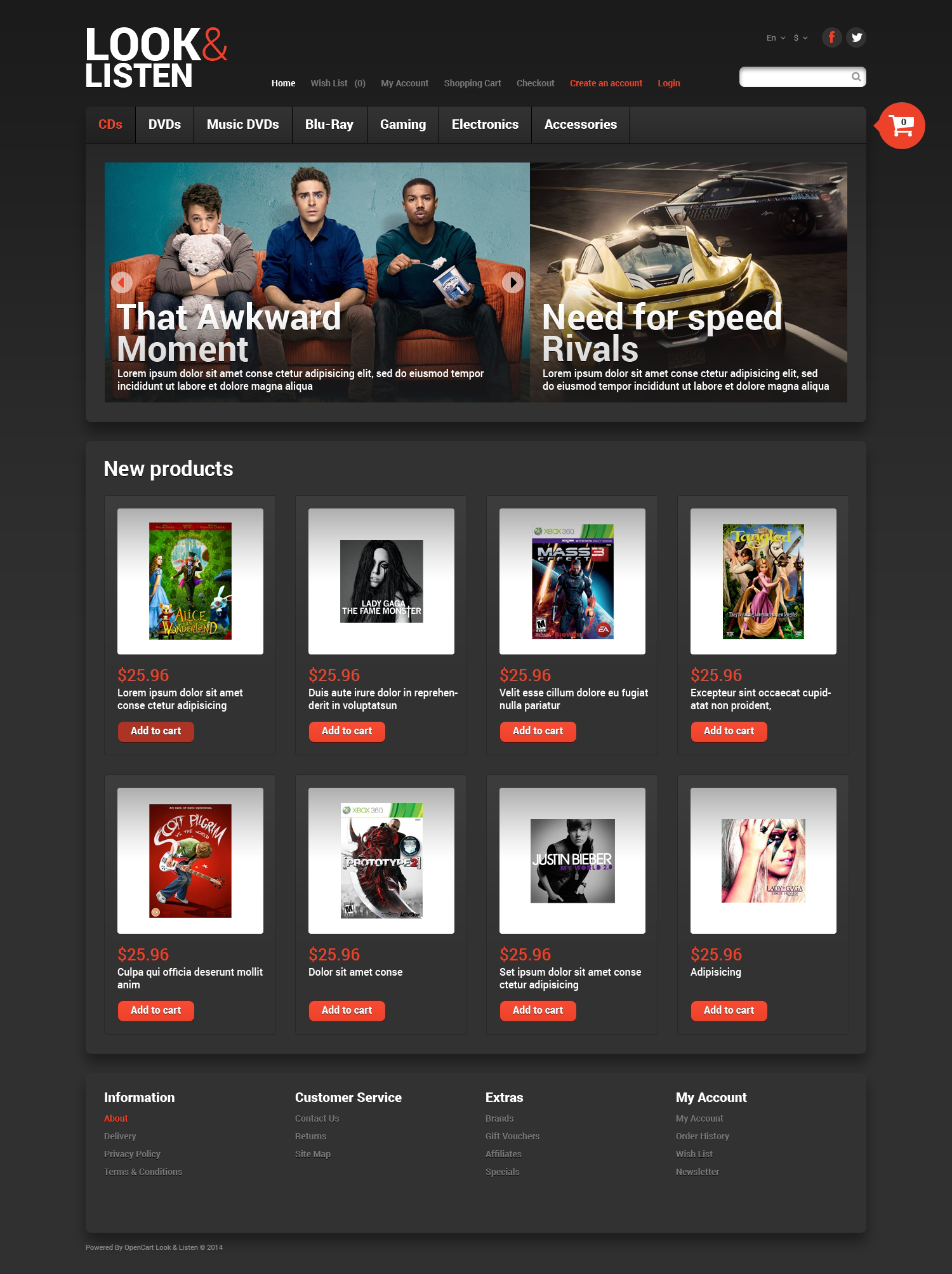 Look, Listen  Play OpenCart Template