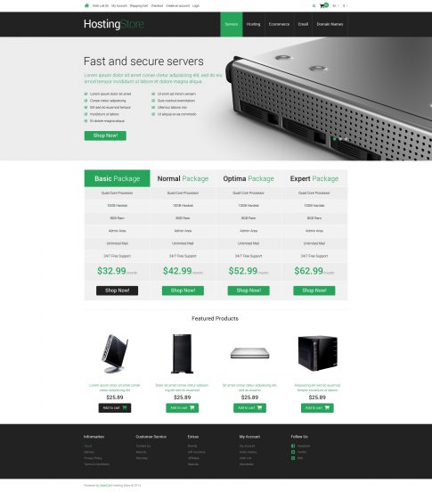 Hosting Template Responsive OpenCart Template