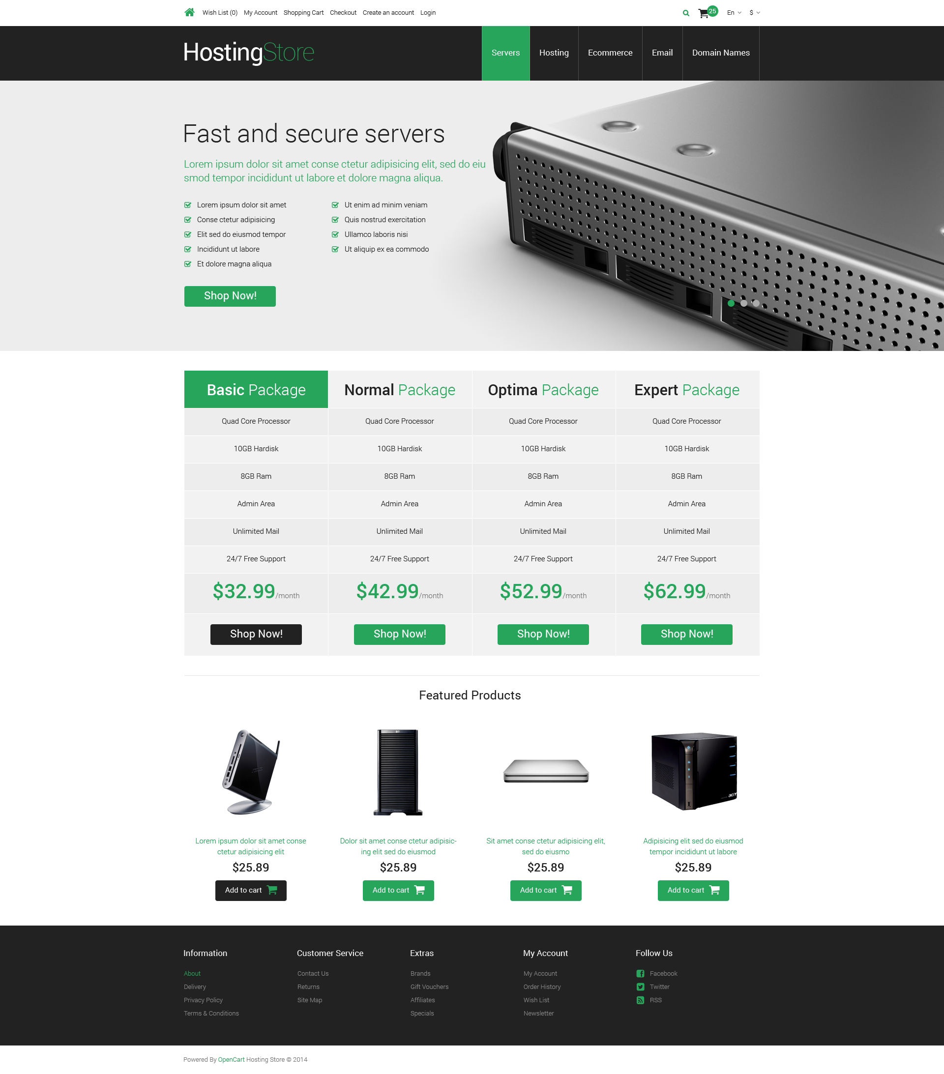 Hosting Template Responsive OpenCart Template