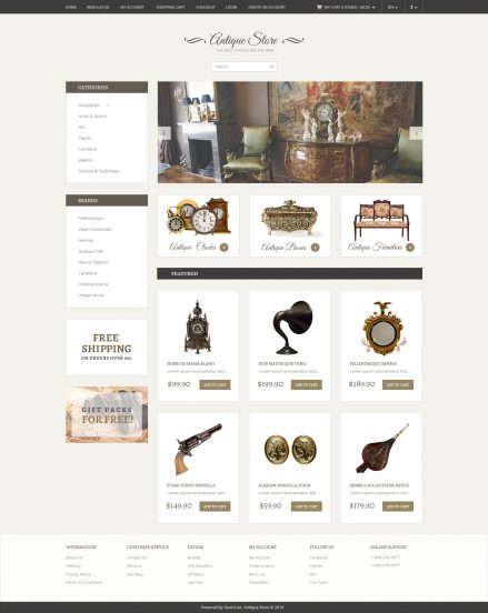 Antique store OpenCart Template