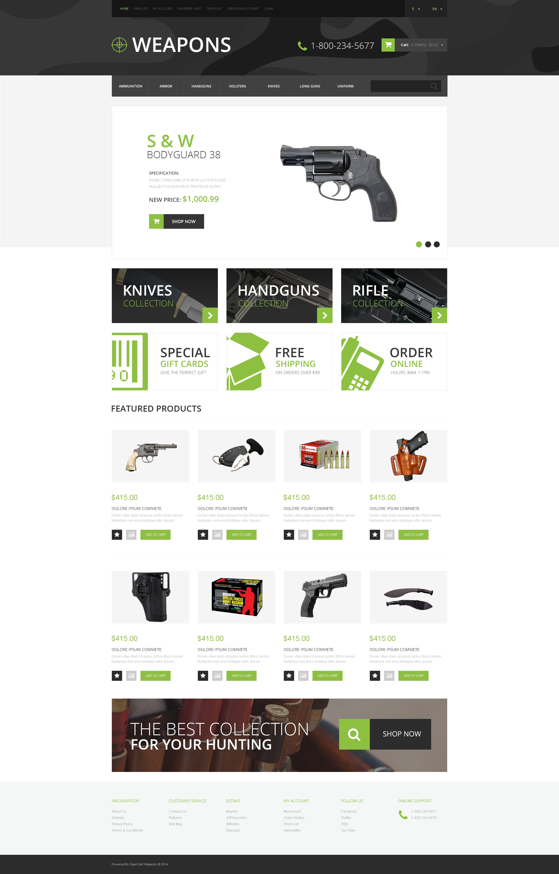 Weapon Shop OpenCart Template