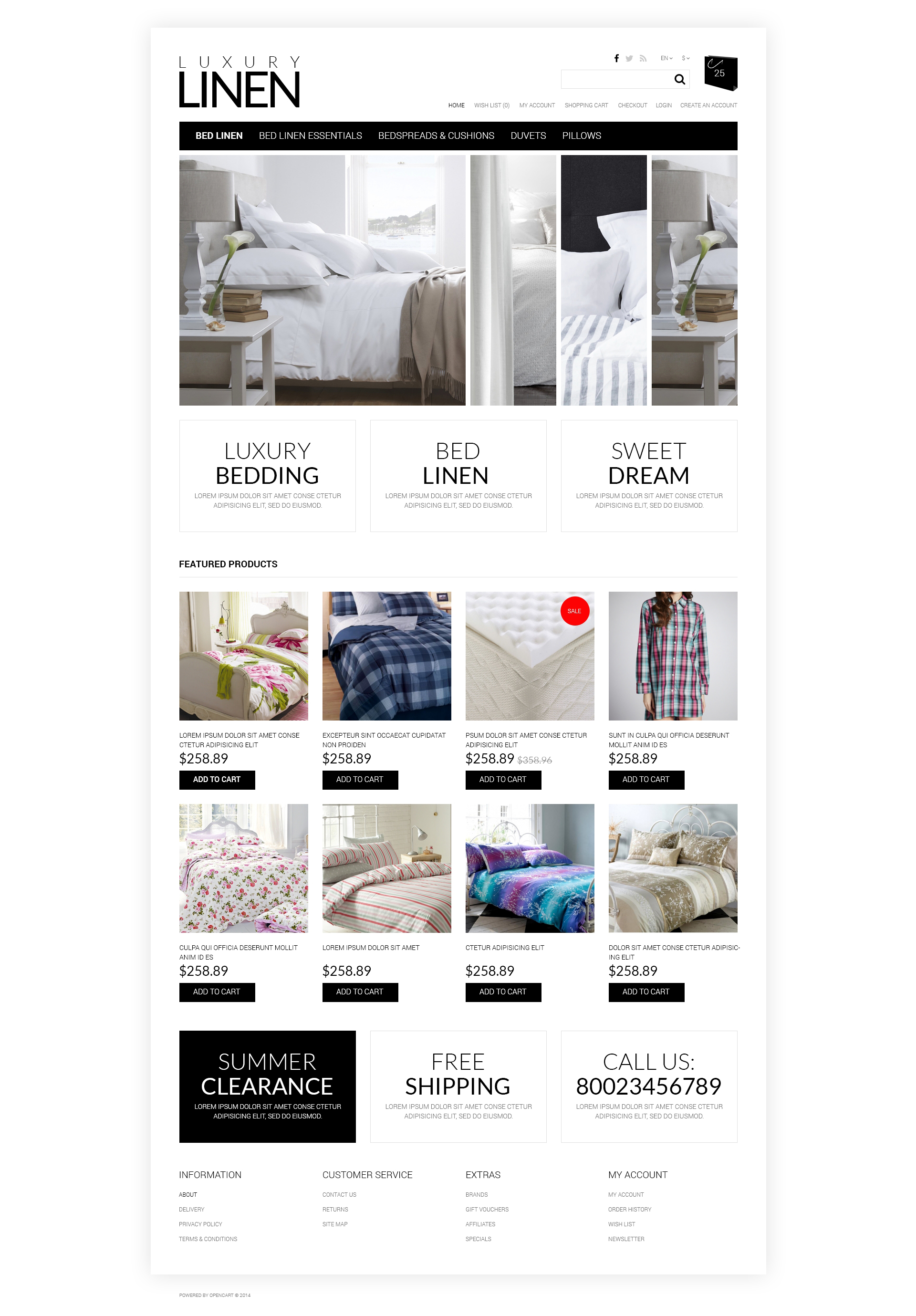 Soft, Luxury Linen OpenCart Template