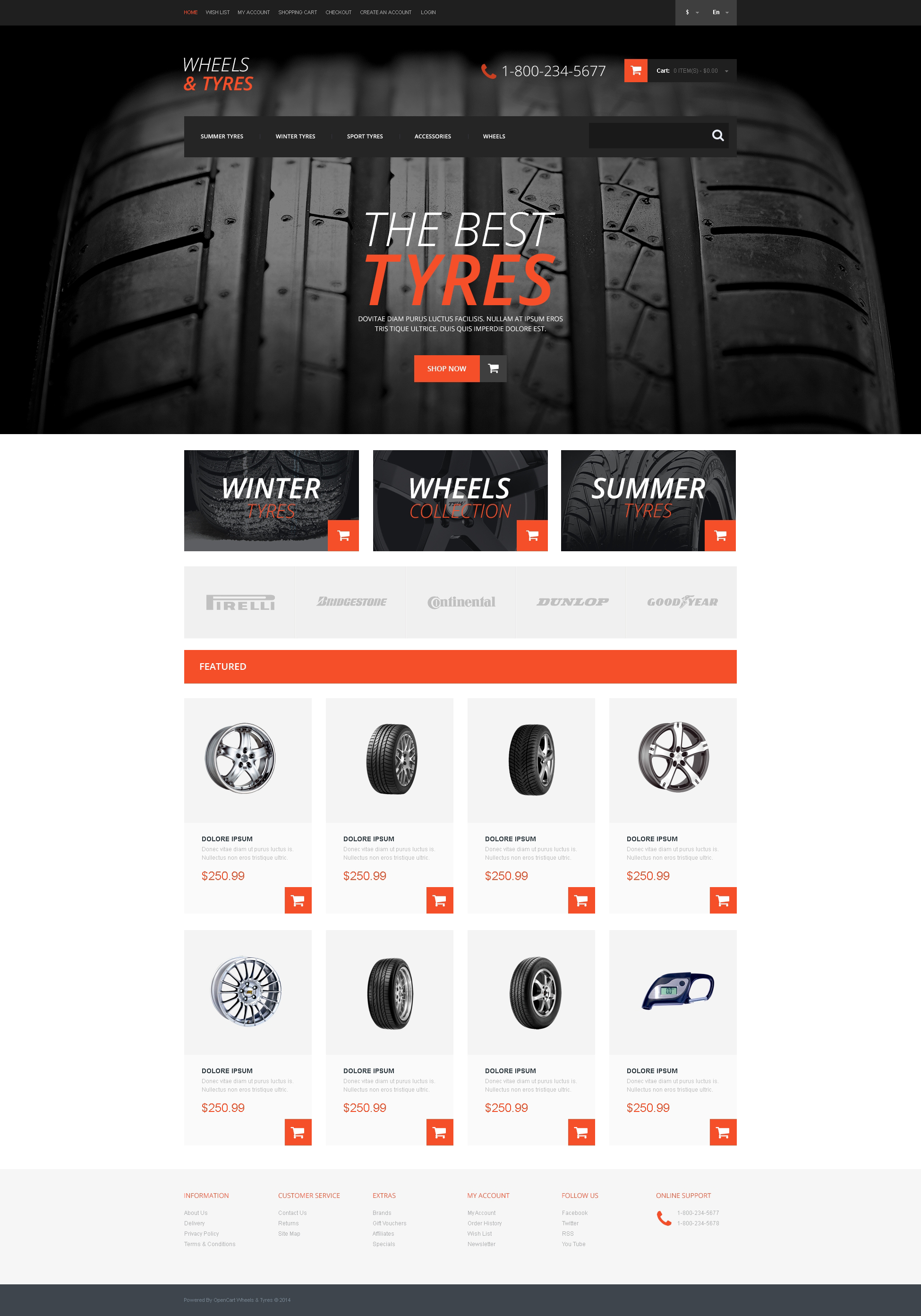 Wheels & Tires Template Responsive OpenCart Template