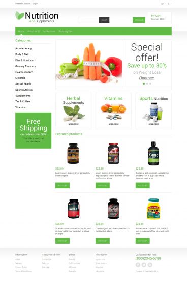 Nutrition Store Template Responsive OpenCart Template