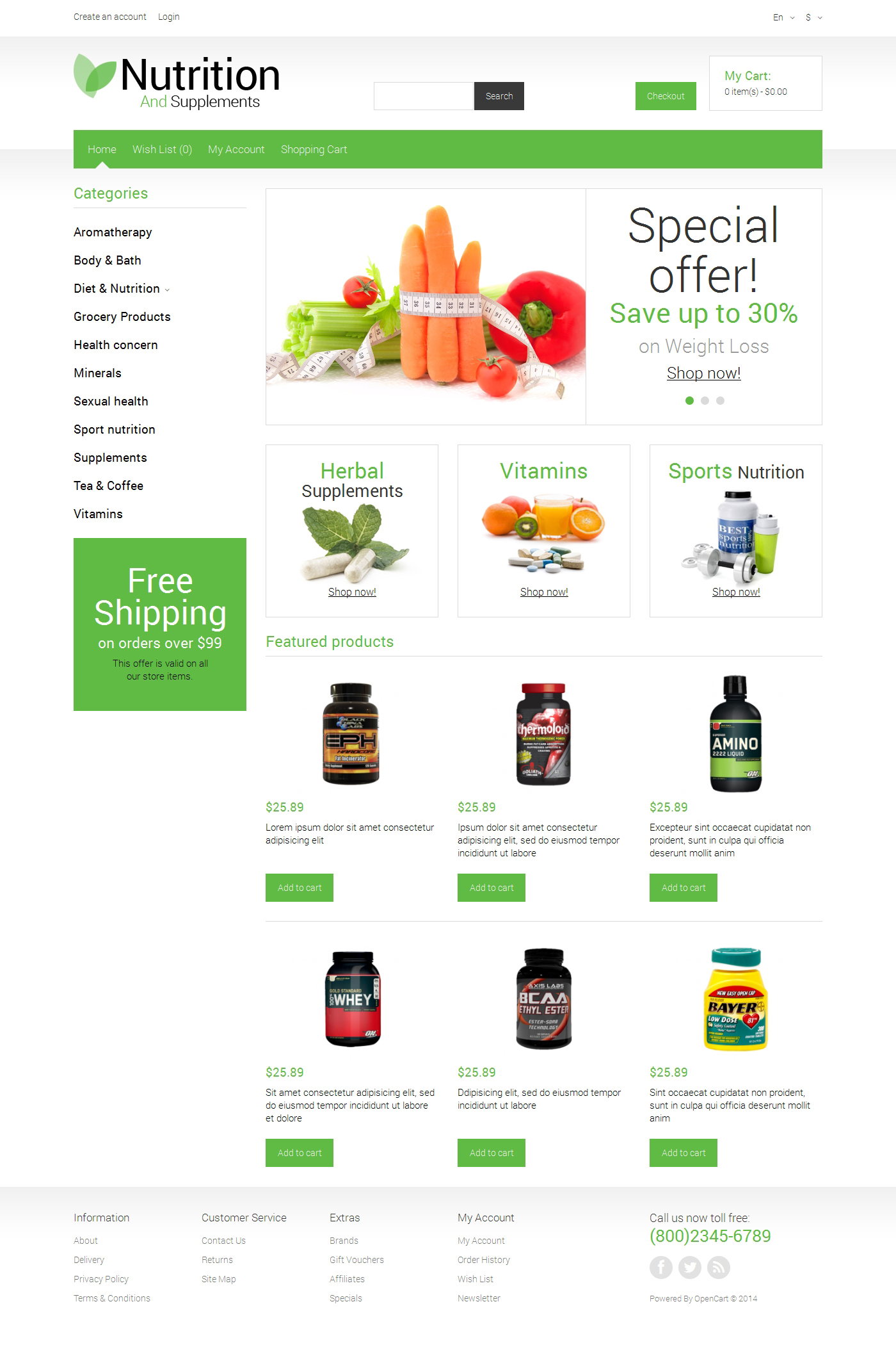 Nutrition Store Template Responsive OpenCart Template