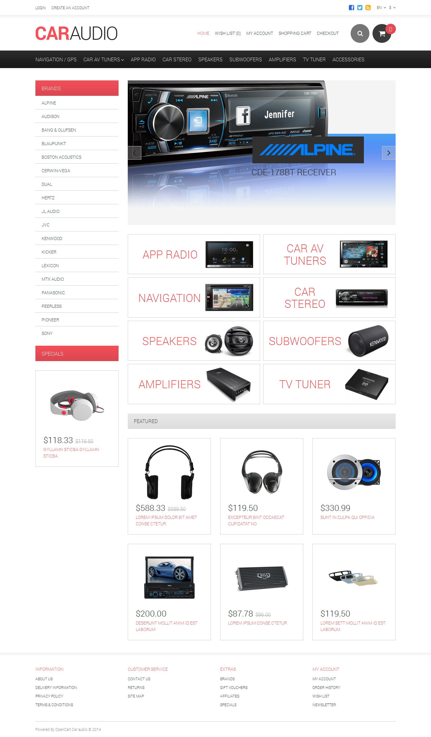 Car Audio Template Responsive OpenCart Template