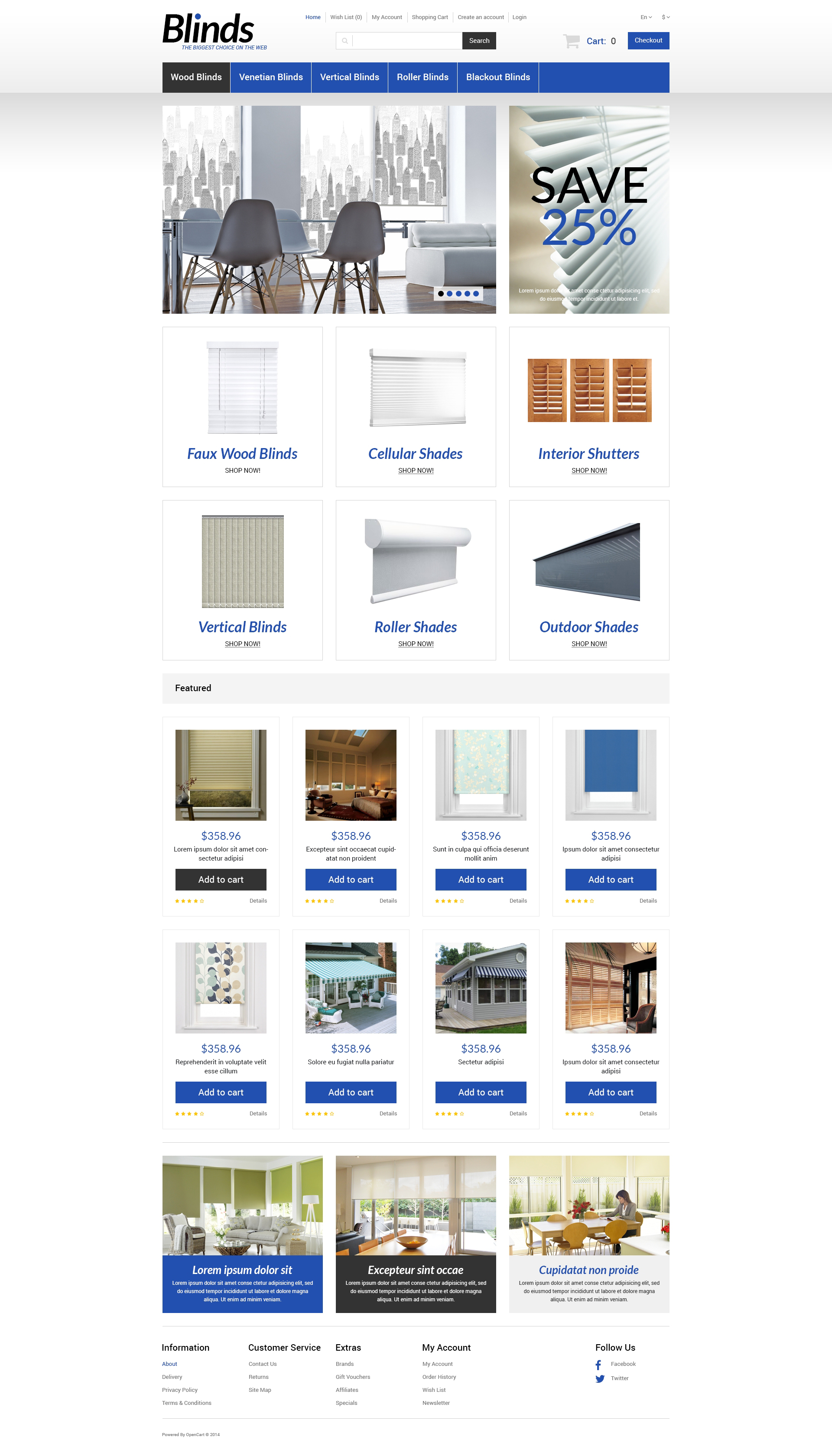 Interior Blinds and Curtains OpenCart Template
