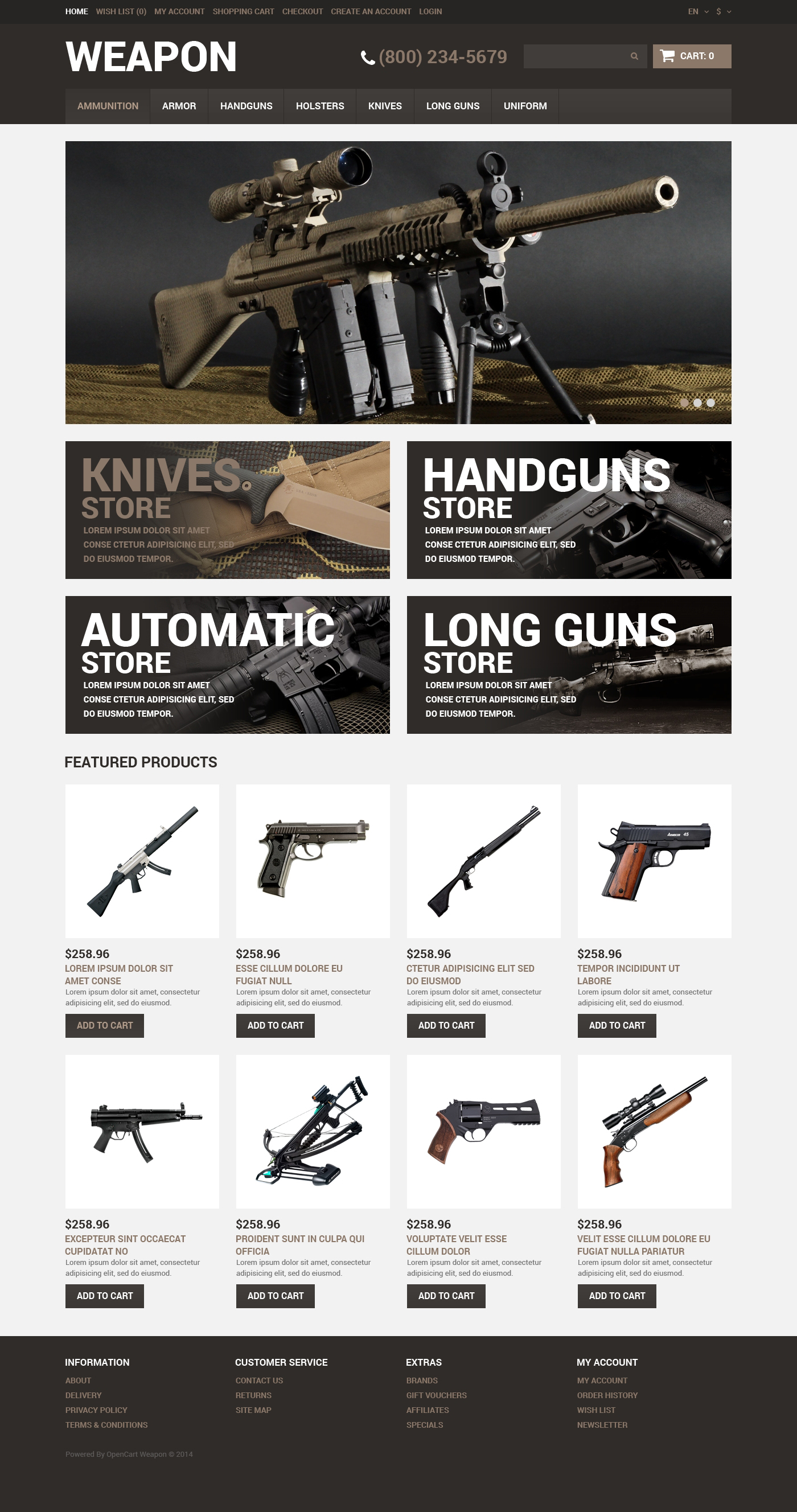 Gun Shop Template Responsive OpenCart Template