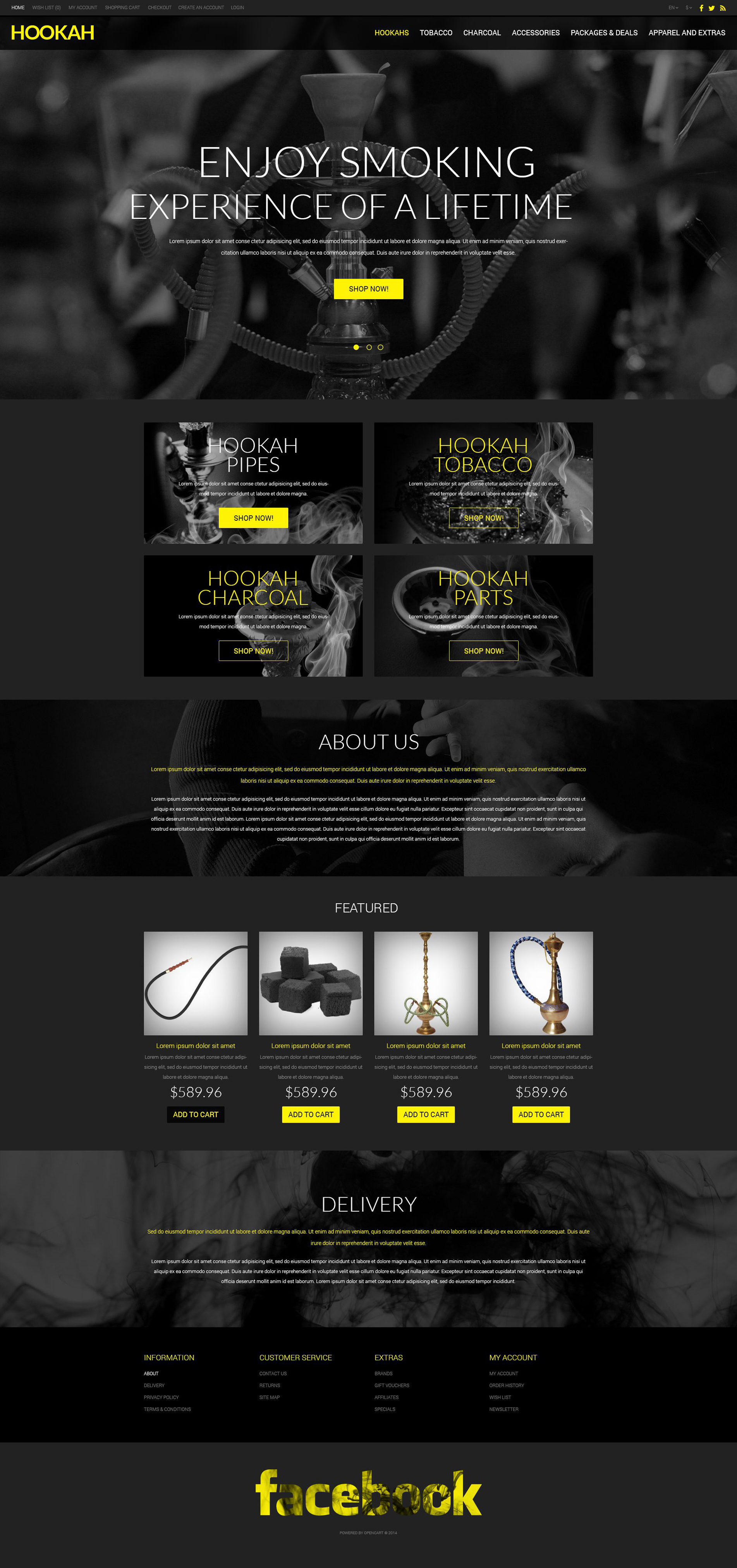 Selling Hookah OpenCart Template