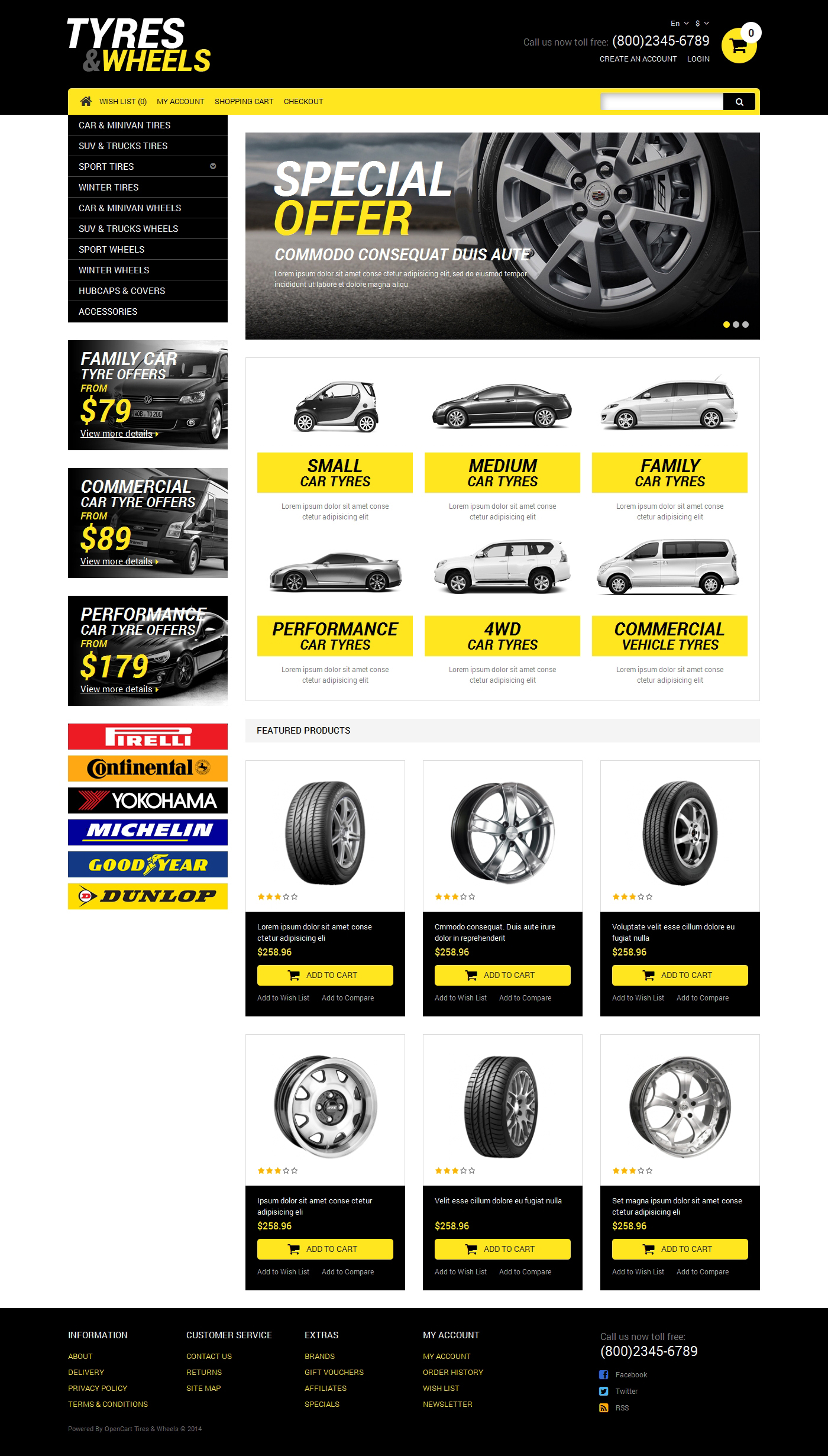 Wheels & Tires Template Responsive OpenCart Template