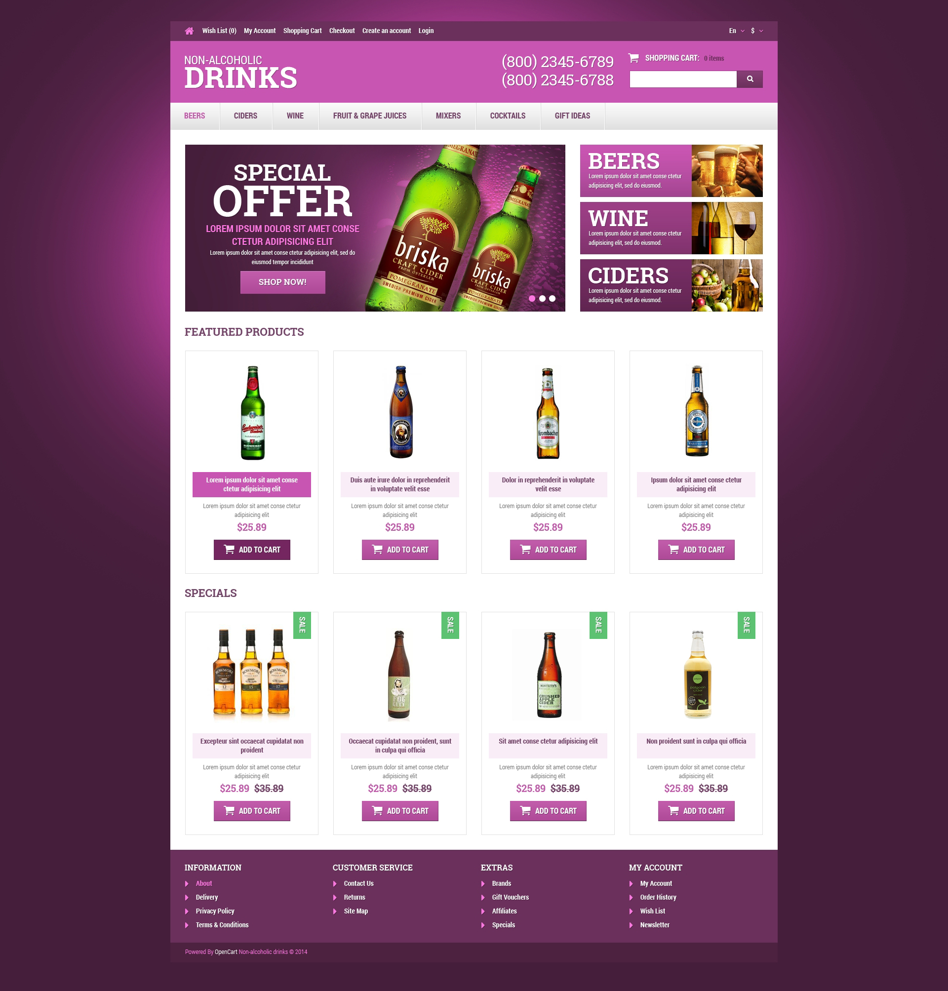 Food & Drink Template Responsive OpenCart Template