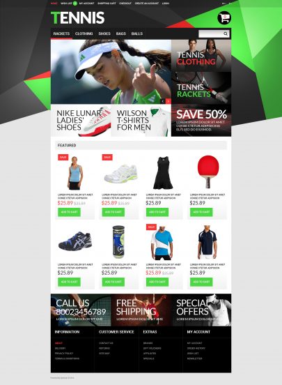 Tennis Accessories OpenCart Template