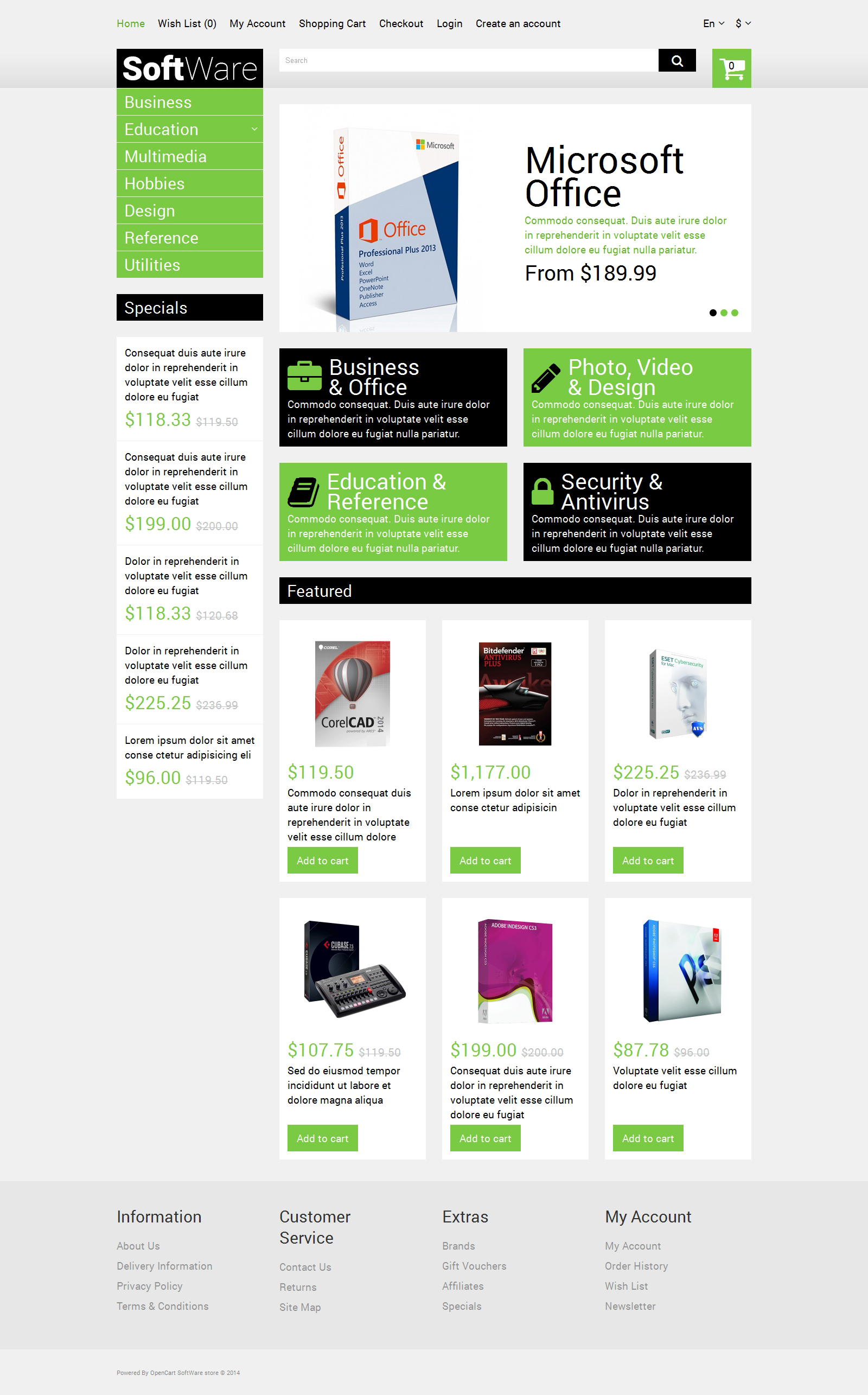 Software Store OpenCart Template