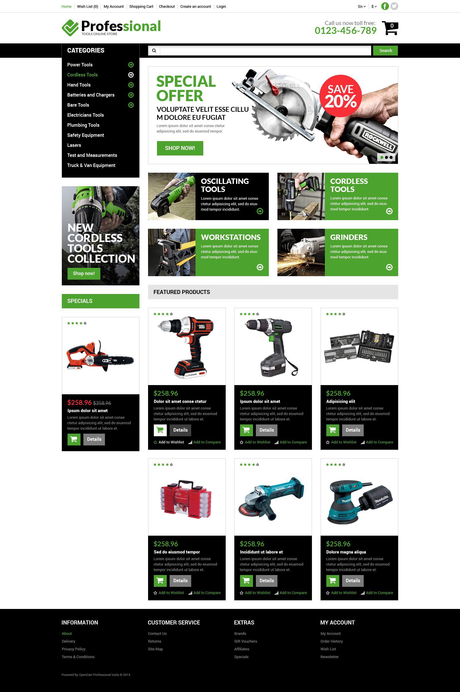 Tools & Equipment Template Responsive OpenCart Template