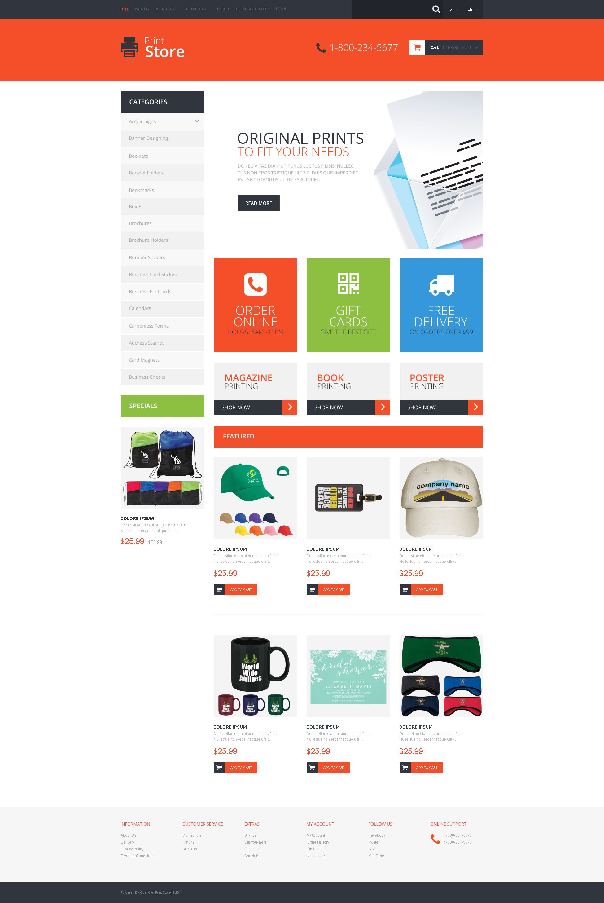 Print Shop Template Responsive OpenCart Template