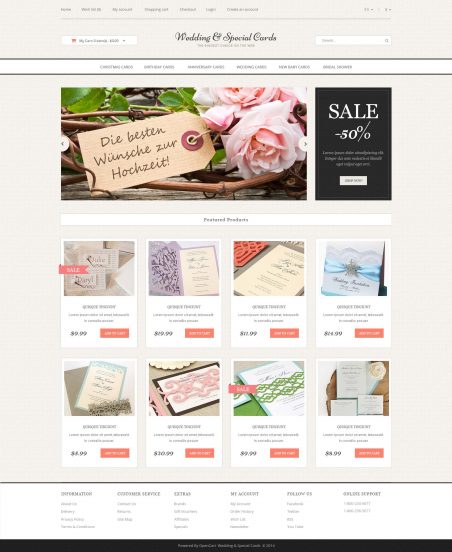 Wedding Cards Store OpenCart Template