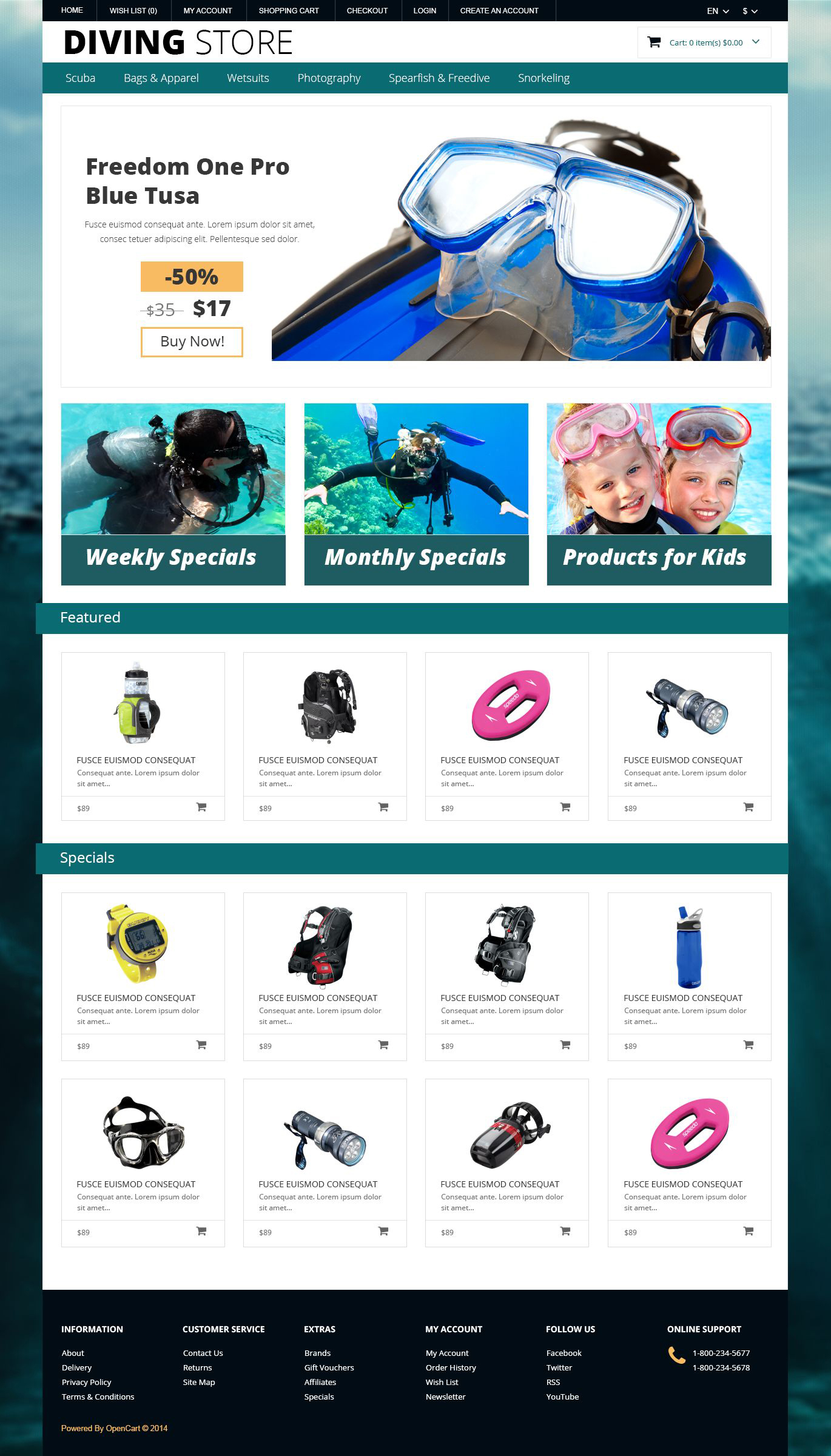 Diving Template Responsive OpenCart Template