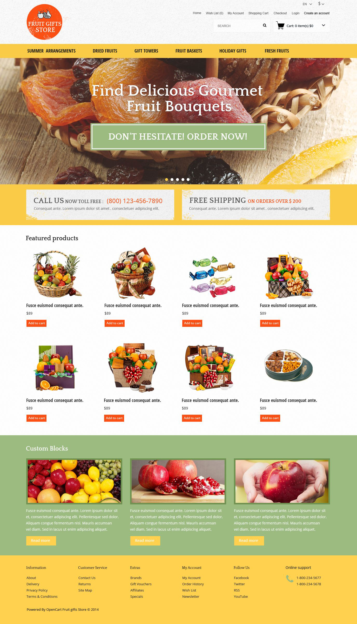 Fruit Gifts OpenCart Template