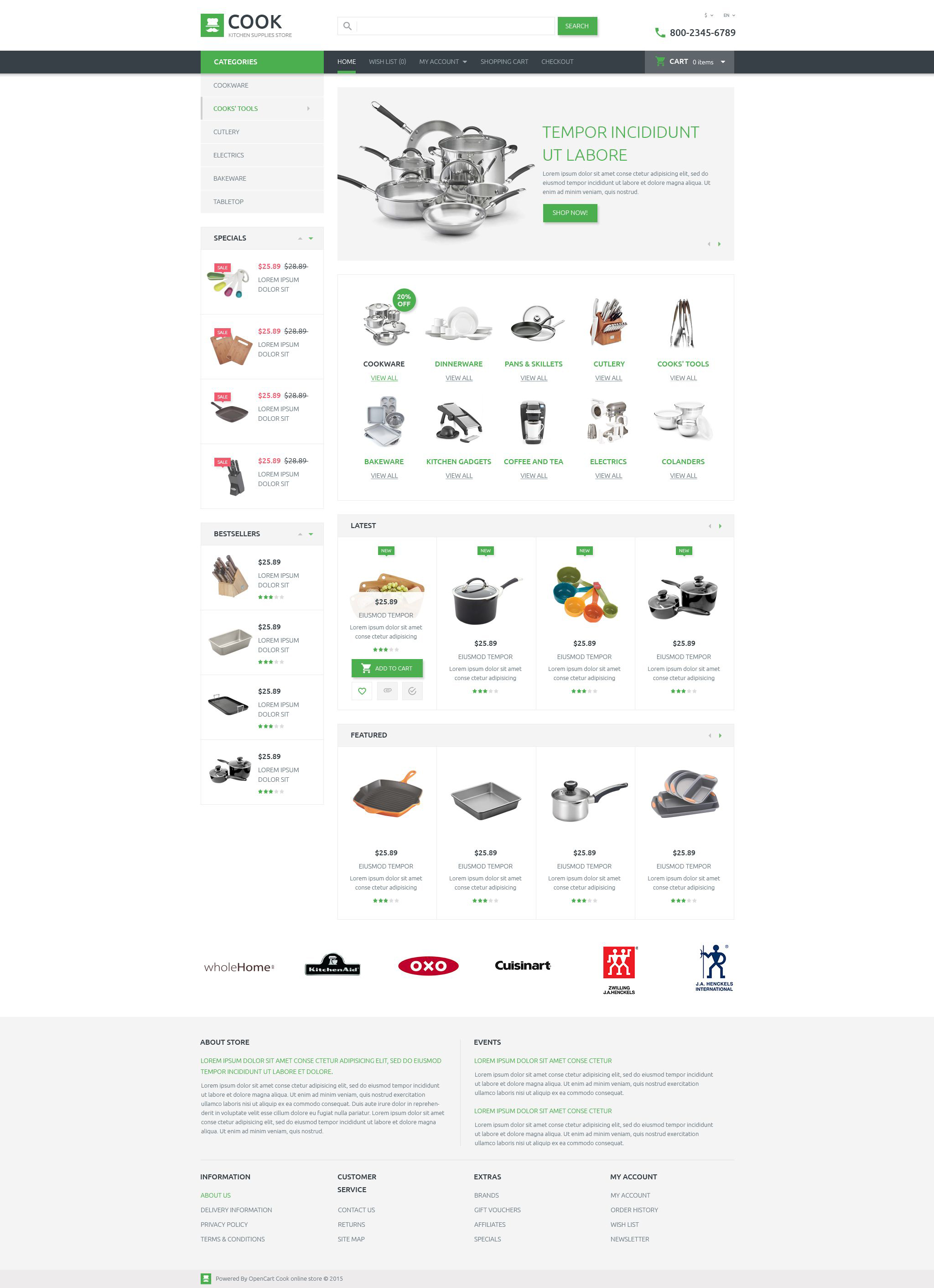 Kitchen Supplies Store OpenCart Template