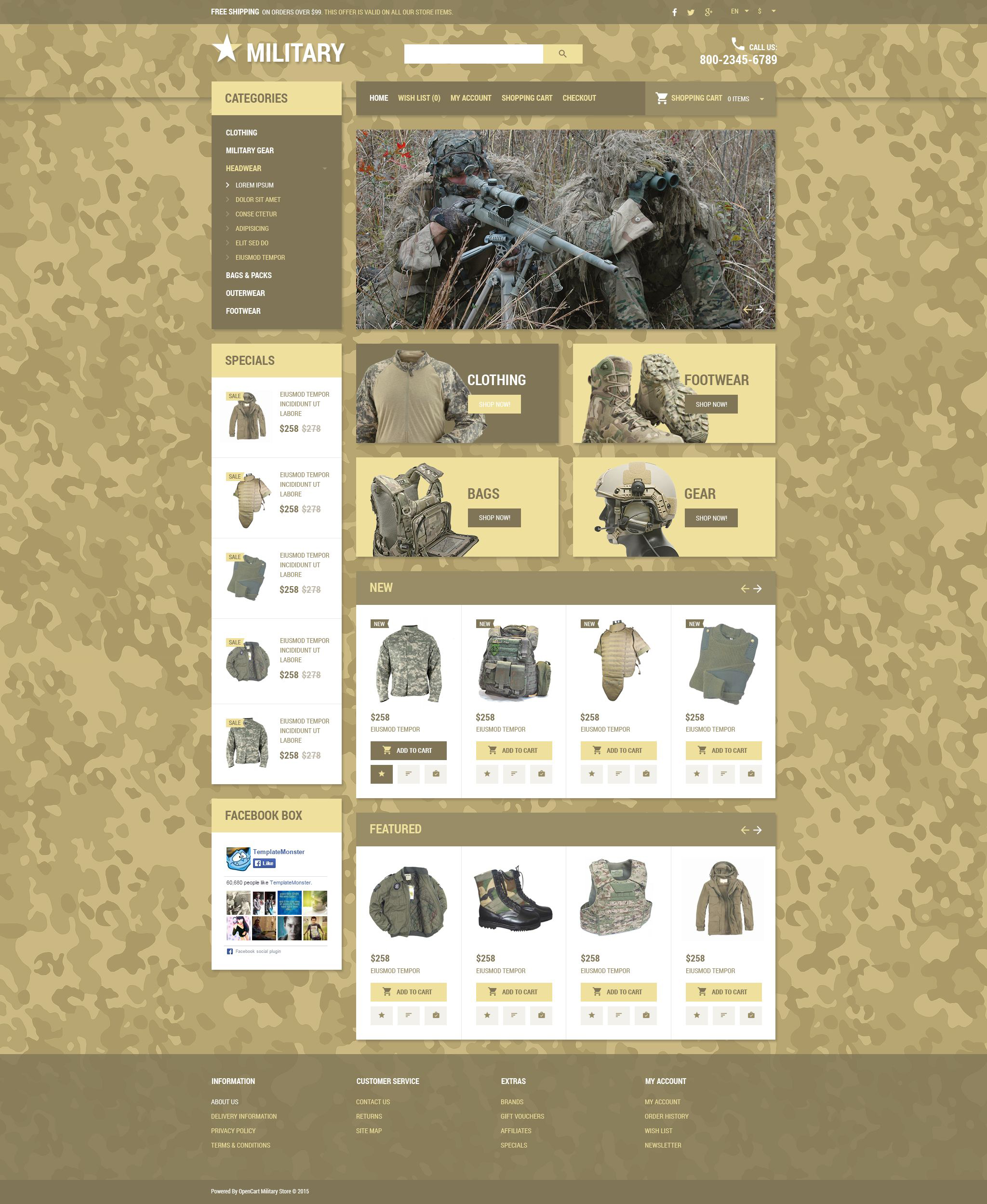 Military Star OpenCart Template