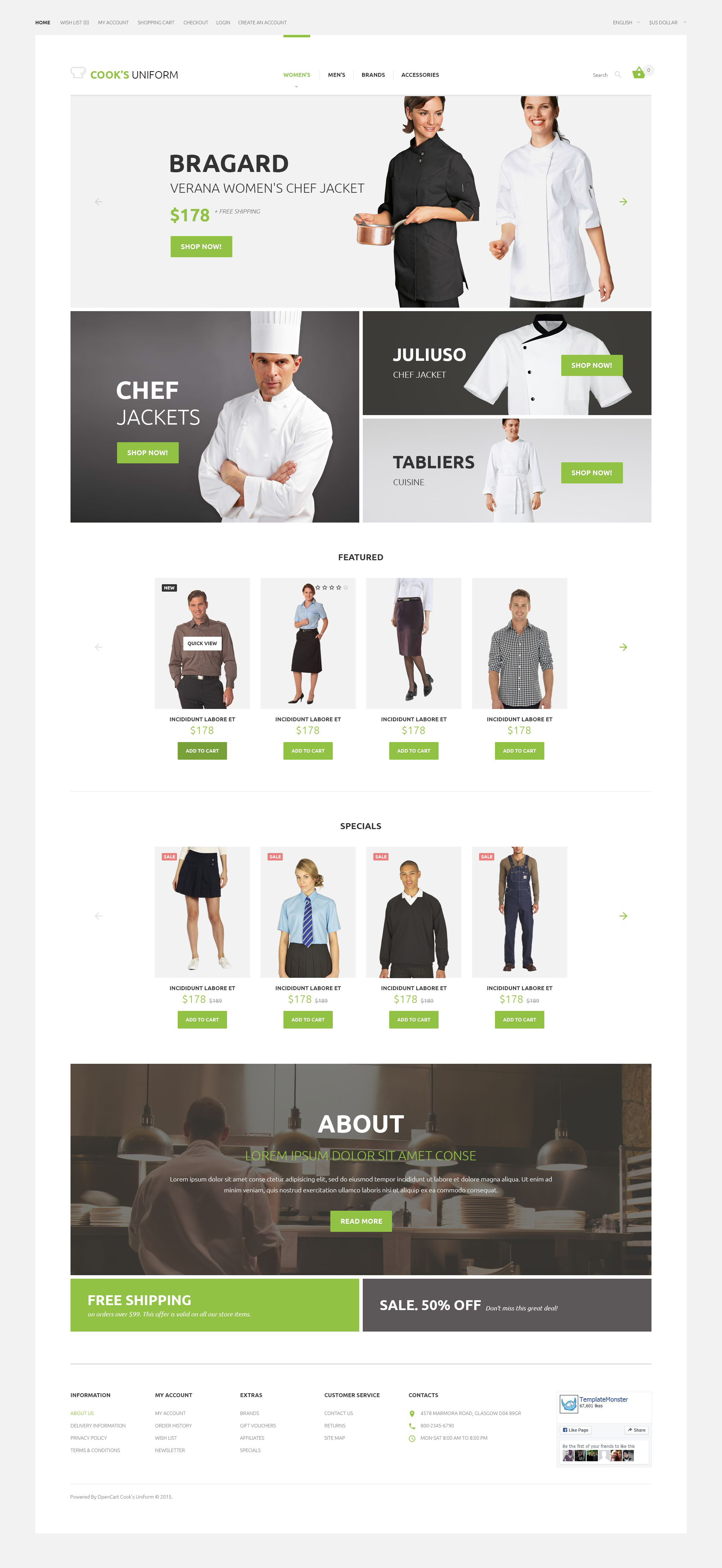 Cook’s Uniform OpenCart Template