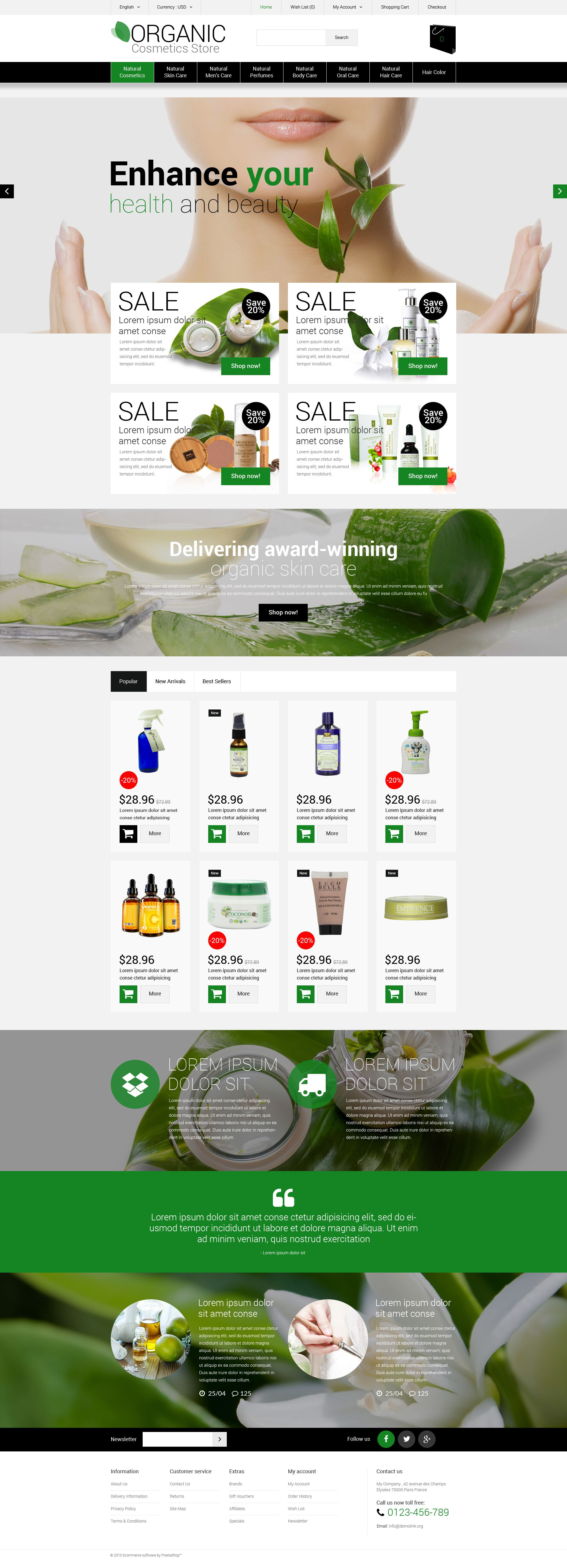 Organic Cosmetics Store OpenCart Template