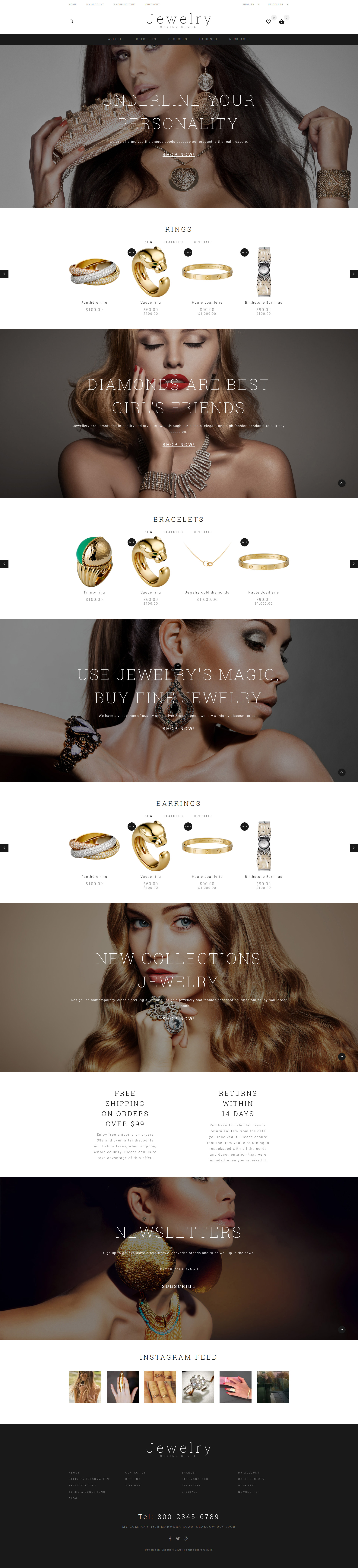 Jewelry Showcase OpenCart Template