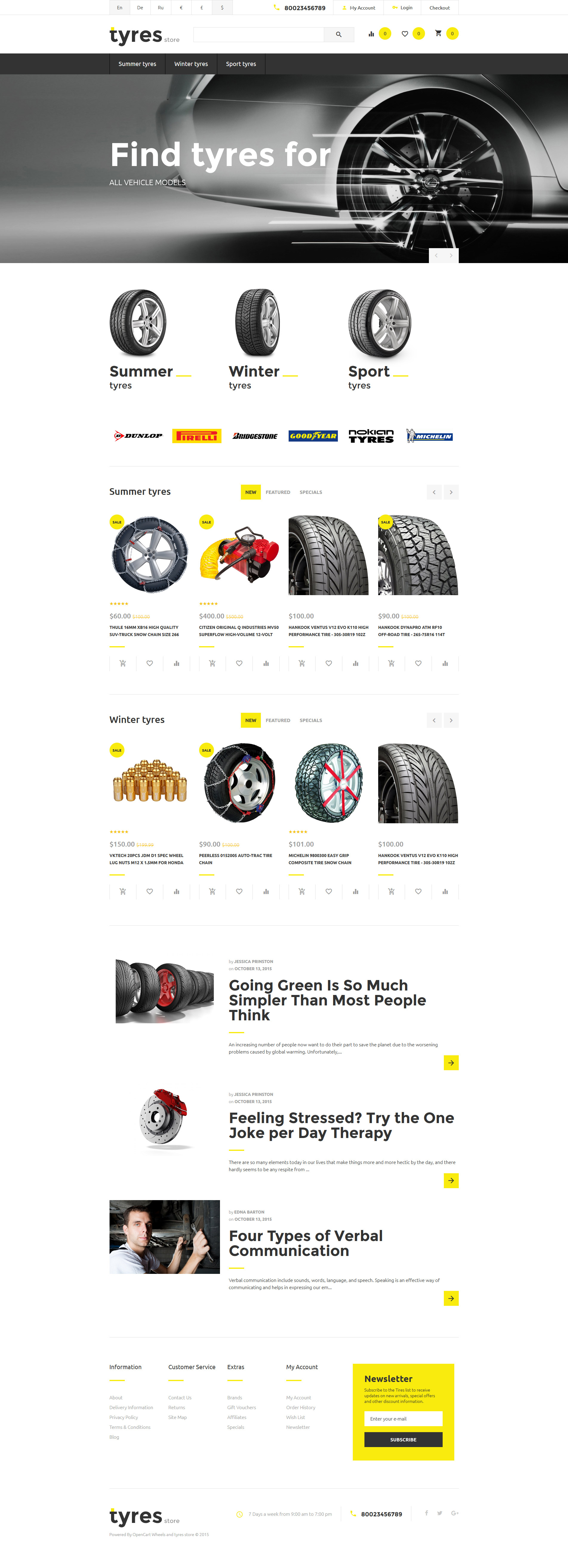 Tyres Store OpenCart Template