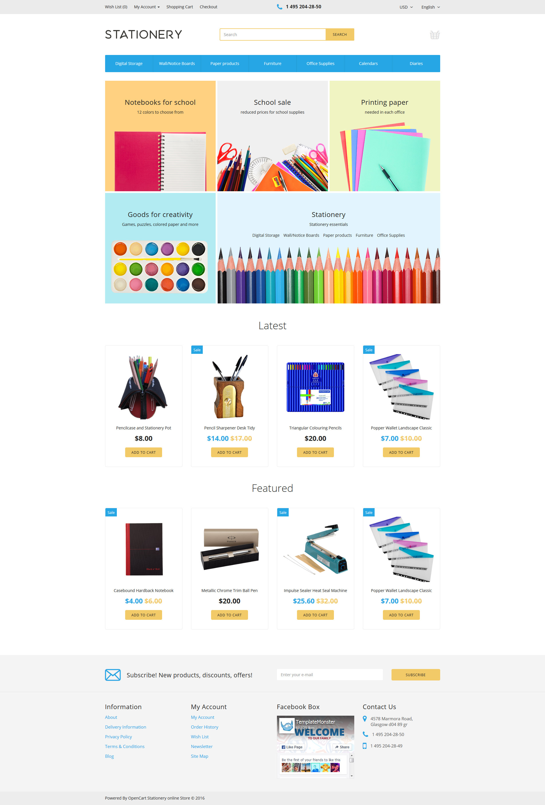 Stationery OpenCart Template