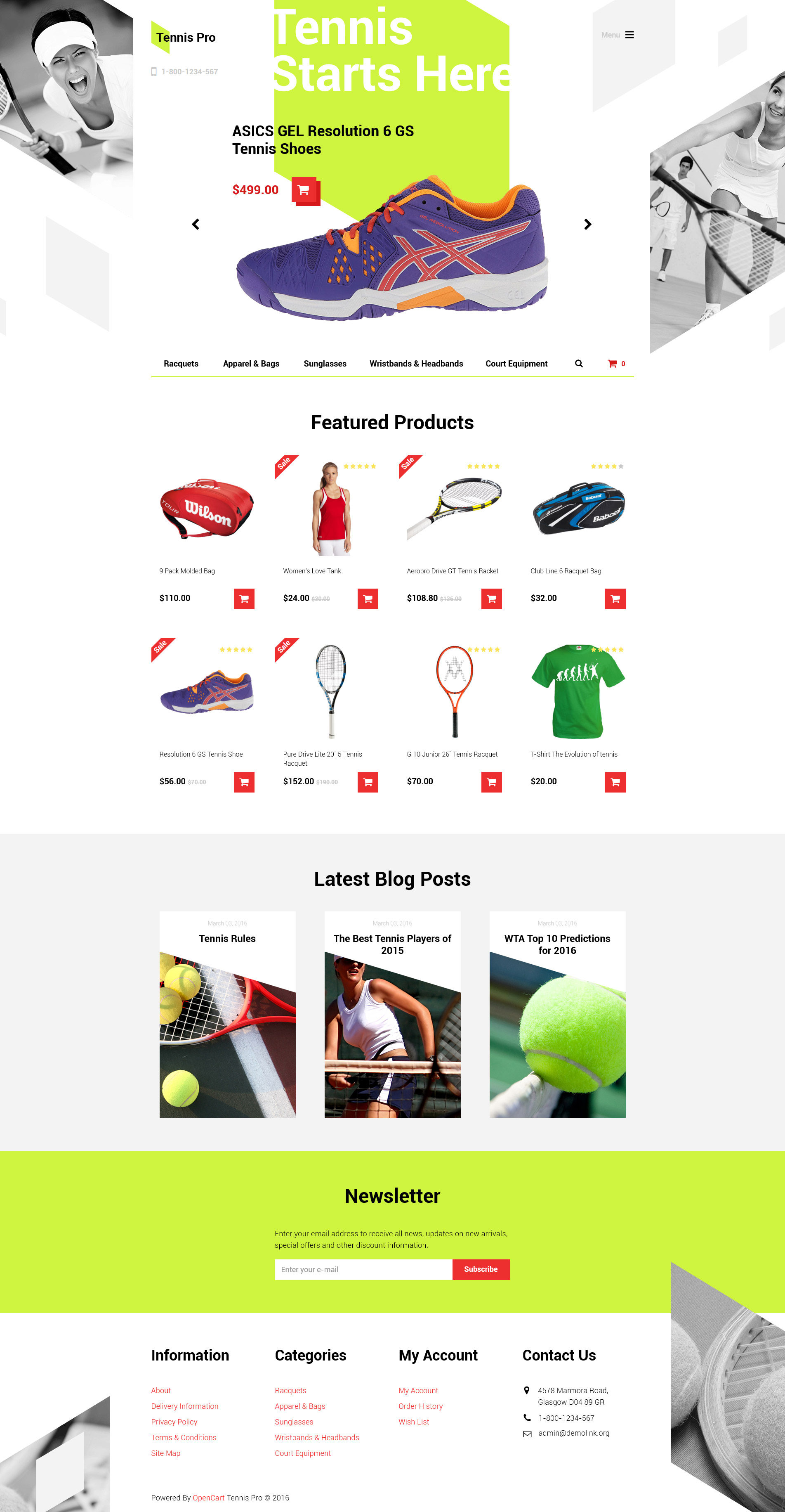 Tennis Pro OpenCart Template