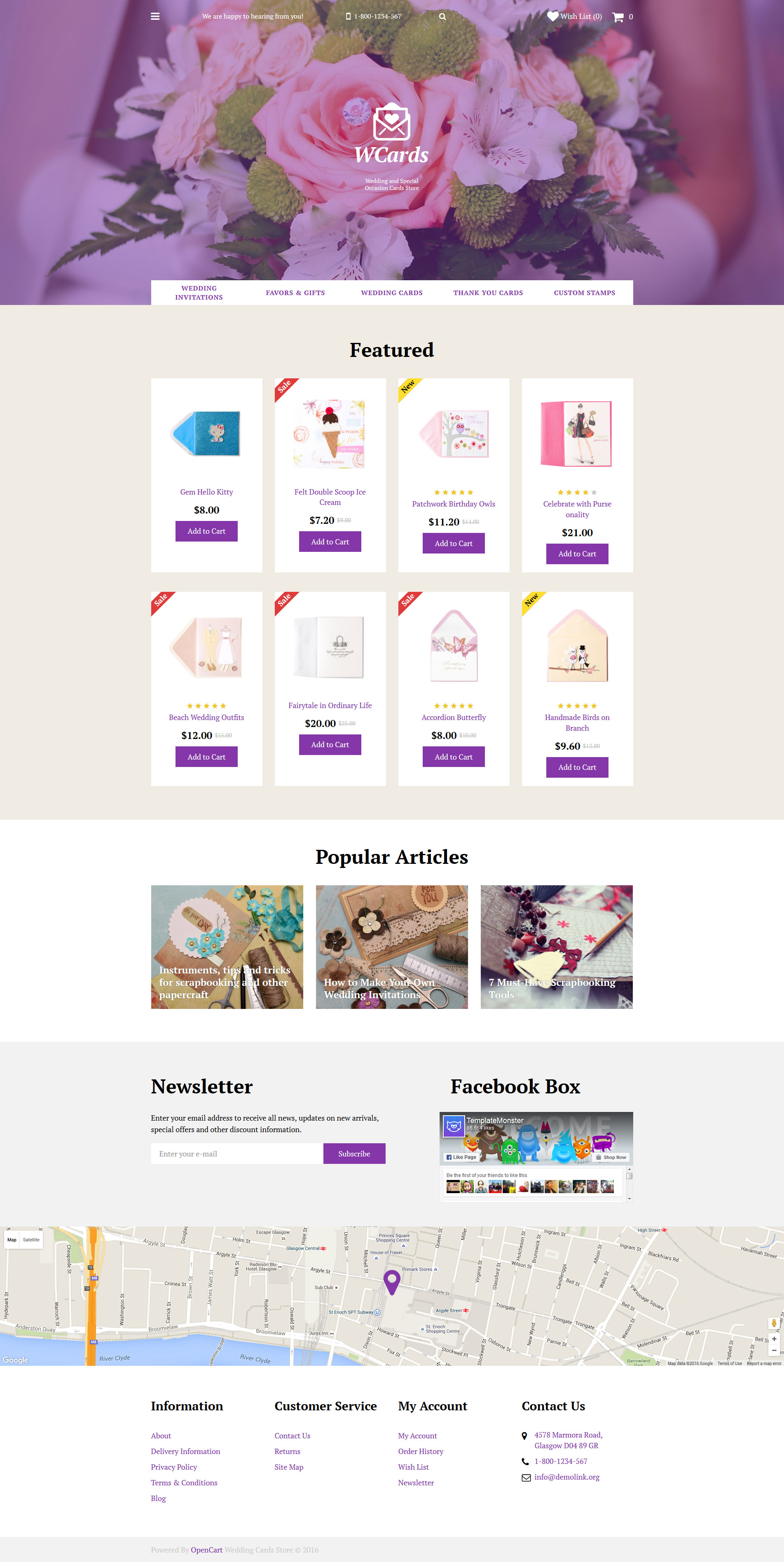 WCards OpenCart Template