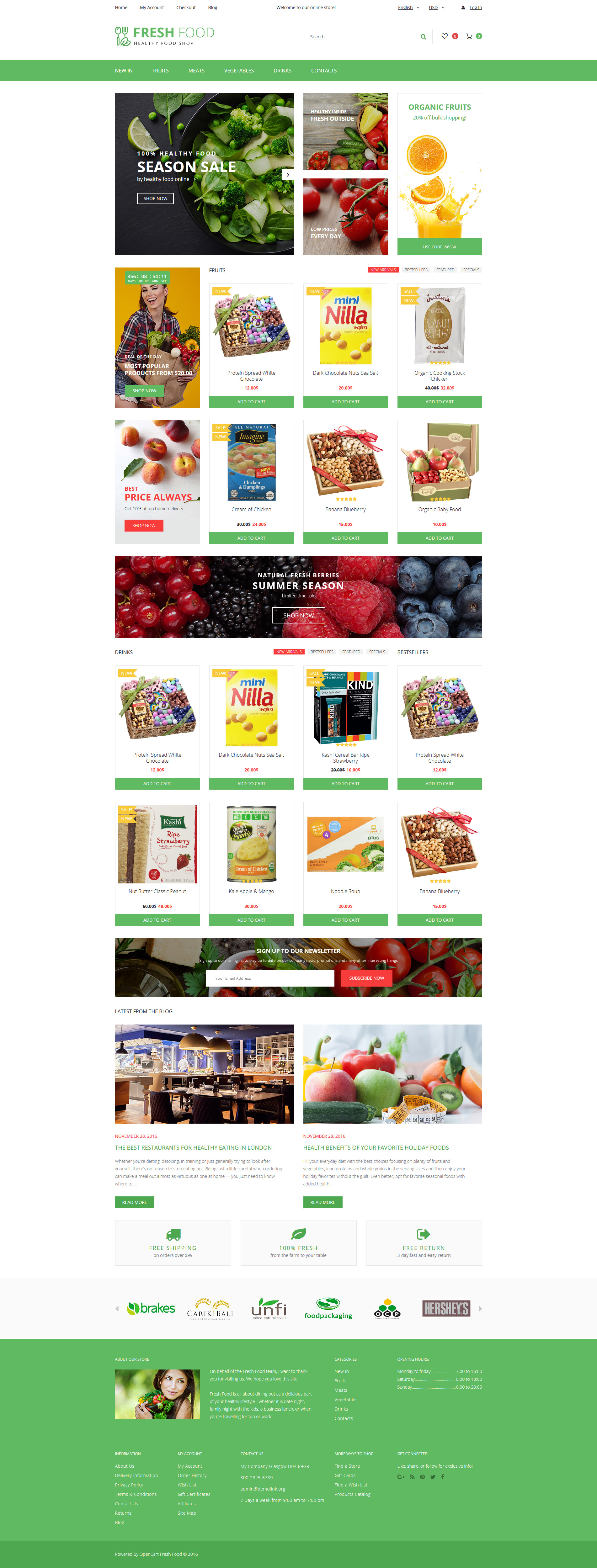 Fresh Food – Healthy & Organic Food Store OpenCart Template