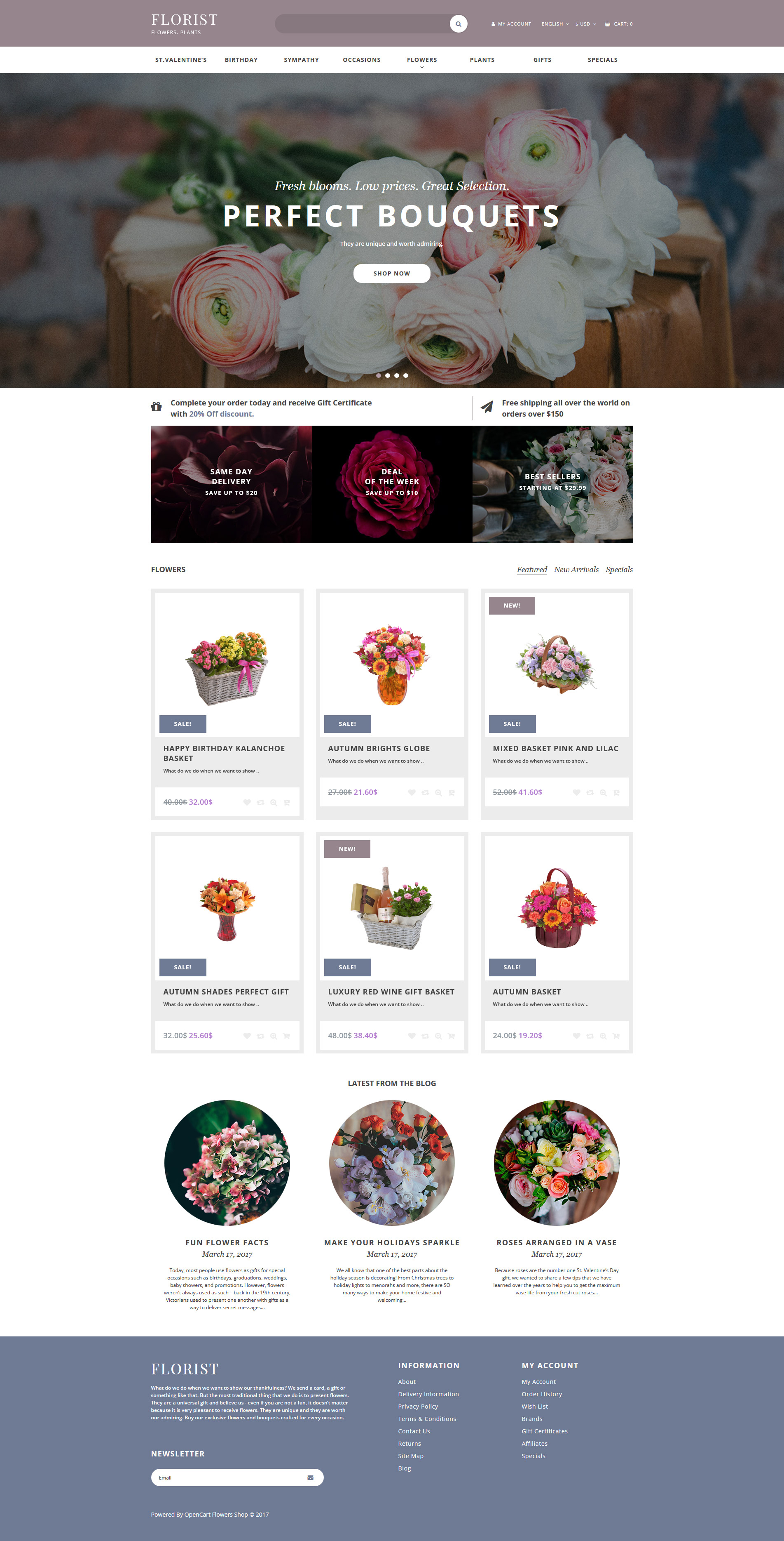 Flower Shop Template Responsive OpenCart Template