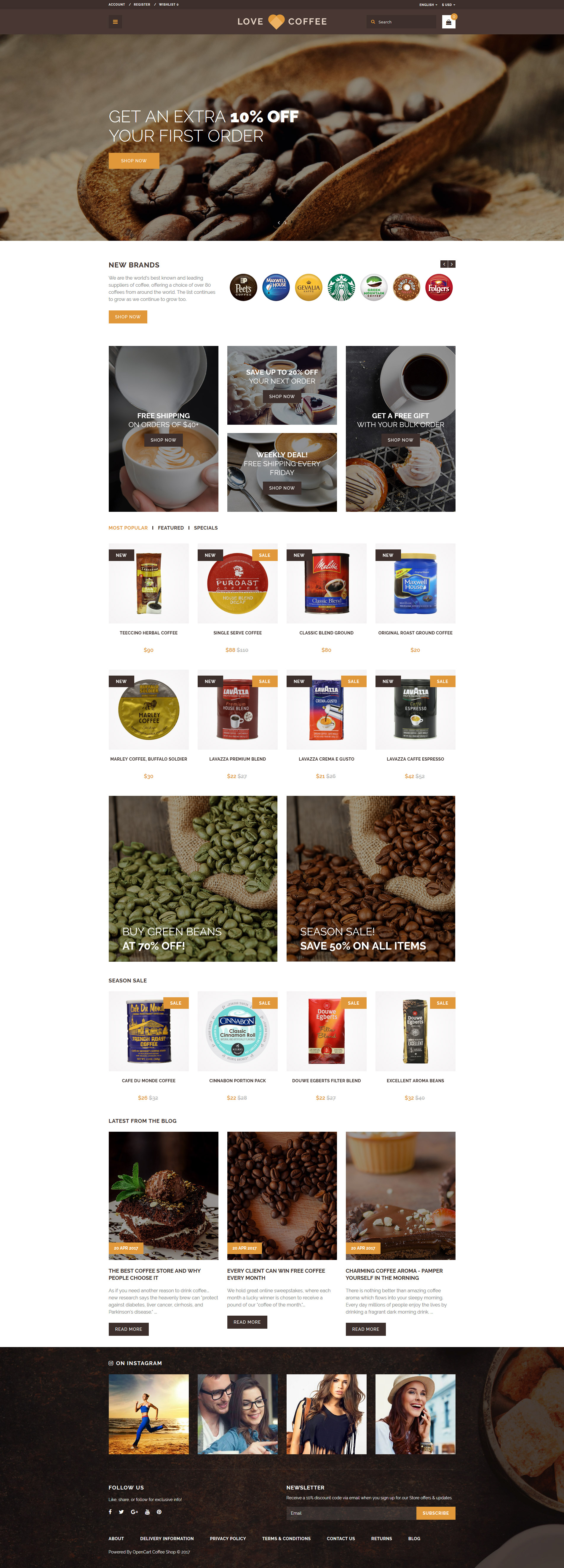 Love Coffee – Coffee House OpenCart Template