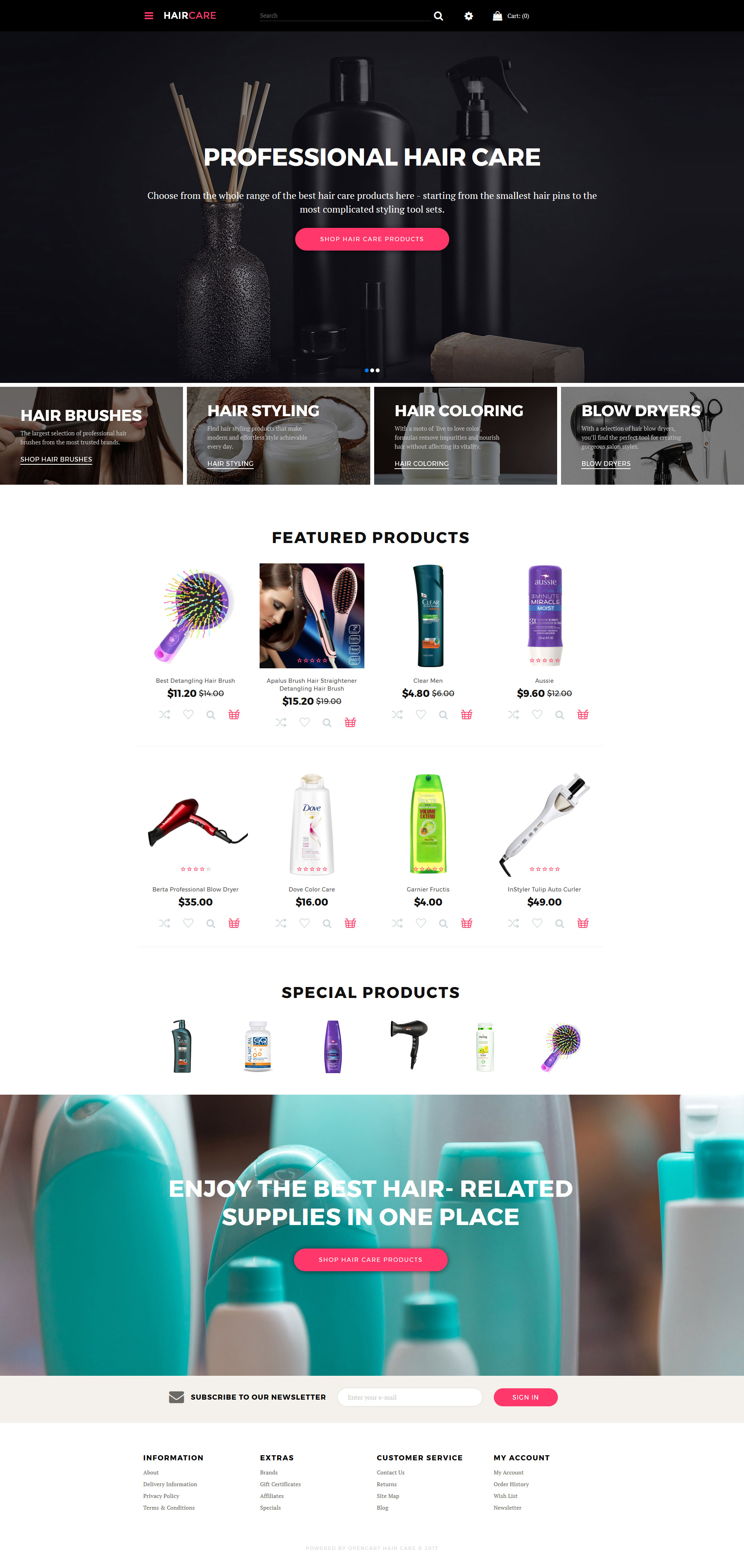 Hair Salon Template Responsive OpenCart Template