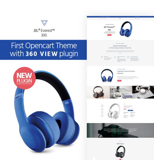 Audio Store with 360 view plugin OpenCart Template