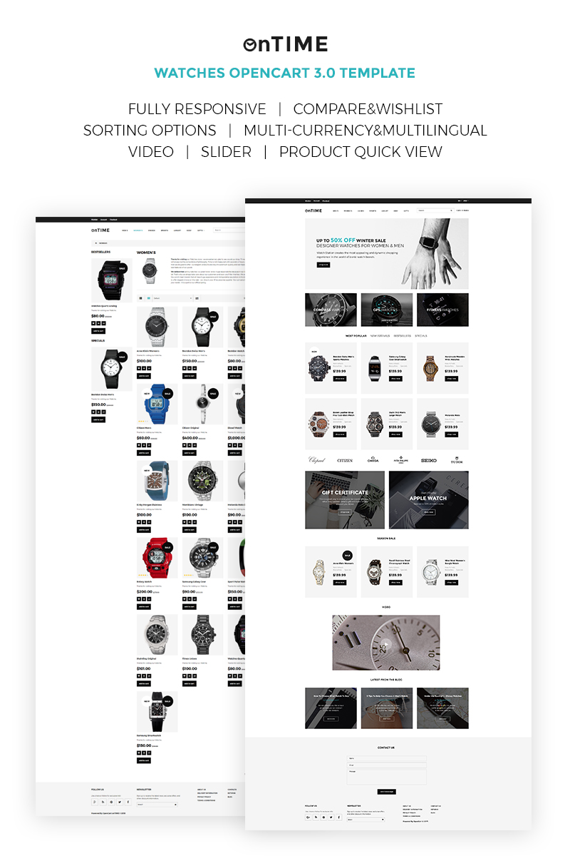 OnTime – Elegant Watches & Accesories Store OpenCart Template