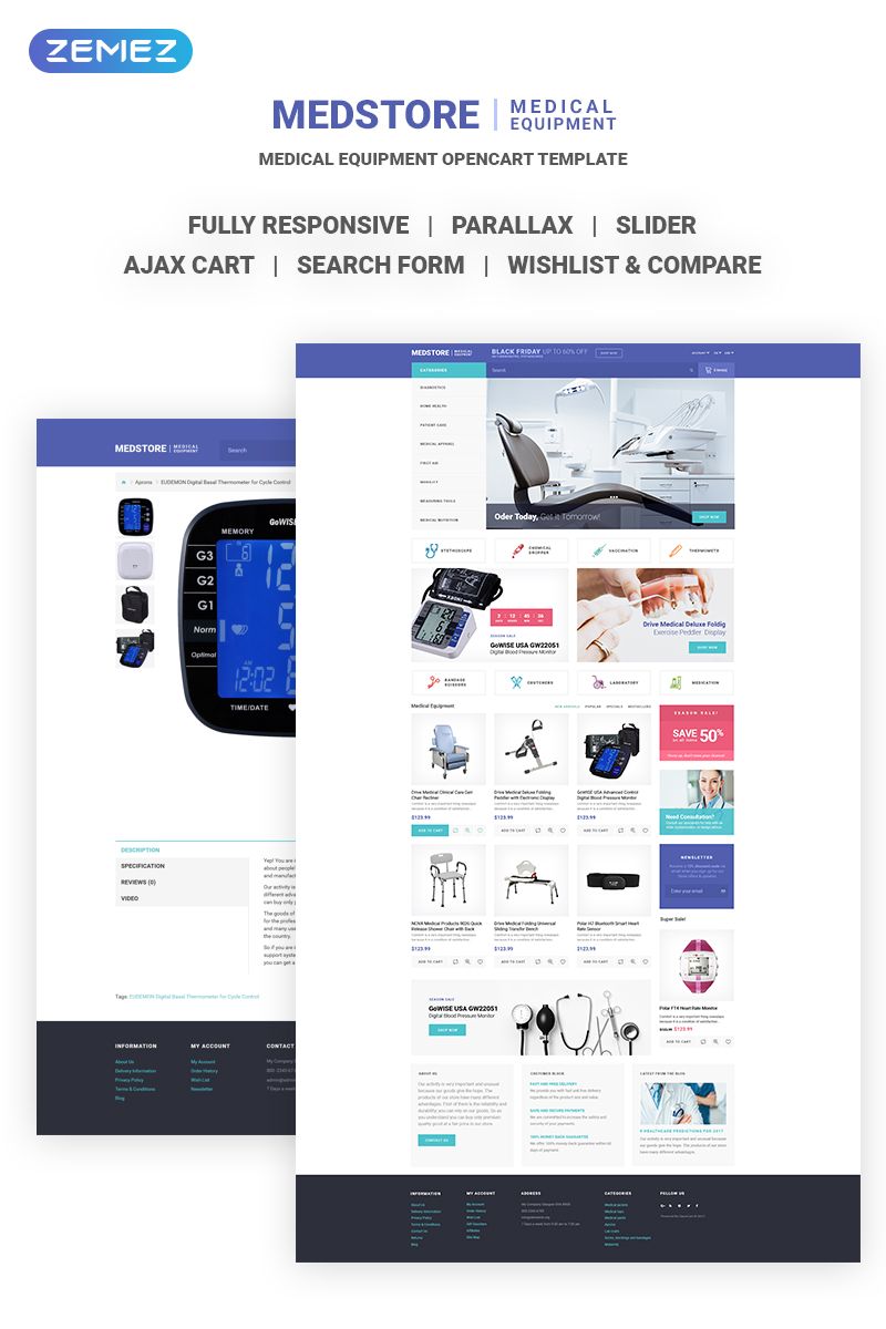 Medstore – Responsive Medical Equipment Online Store OpenCart Template