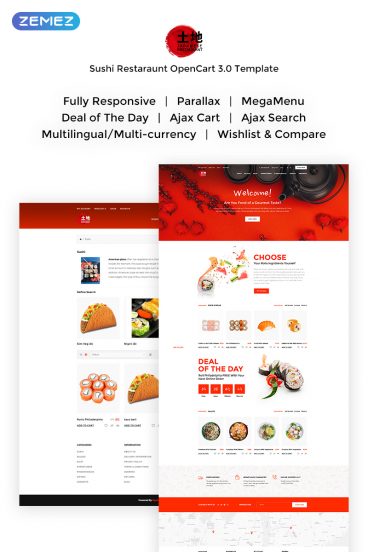 Japanese Restaurant - Bright Sushi Food Restaurant OpenCart Template