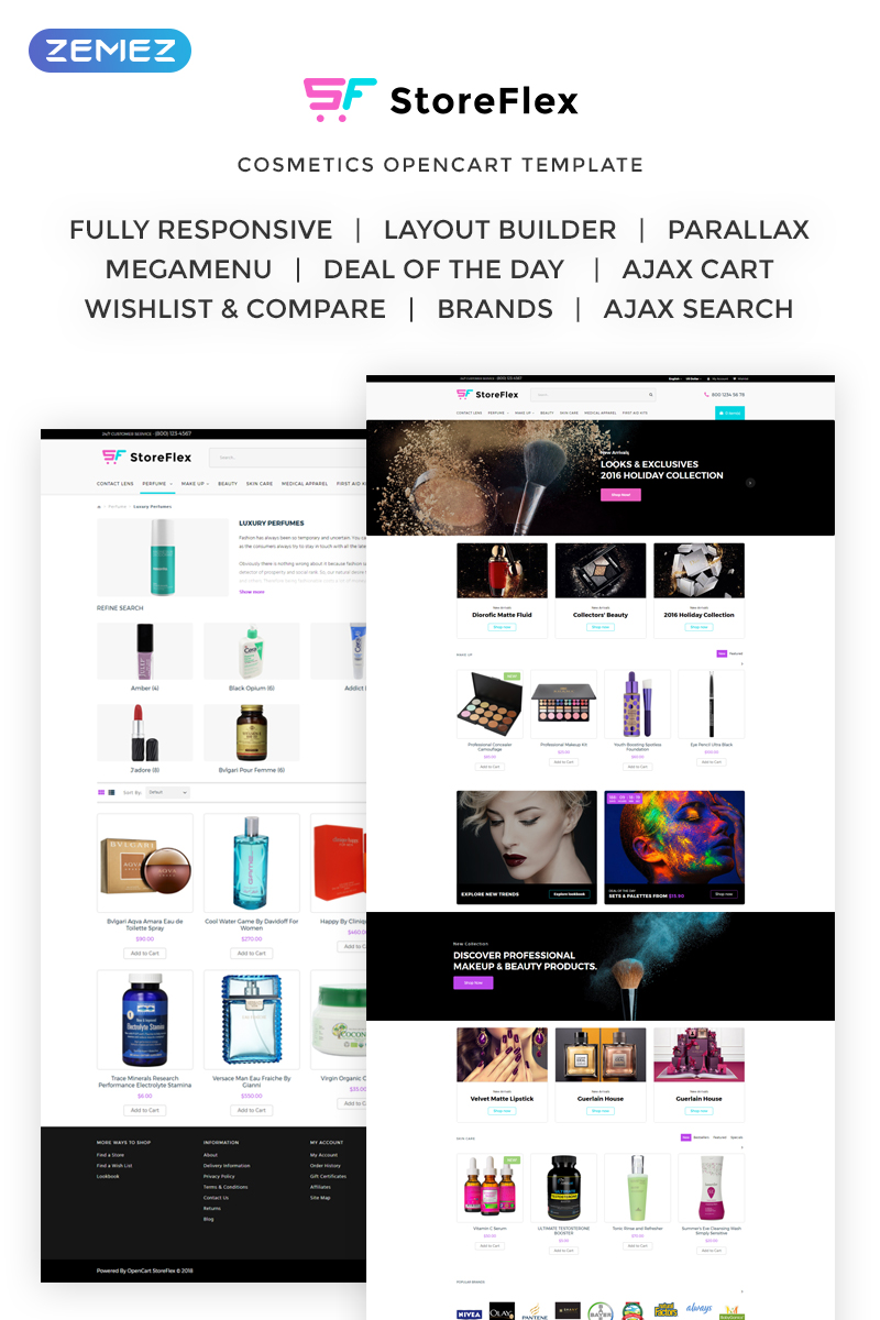 StoreFlex – Cosmetics & Makeup OpenCart Template