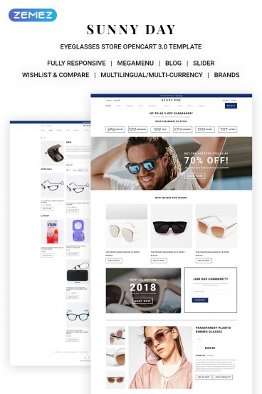 Sunny Day - Classy Eyeglasses Online Store OpenCart Template