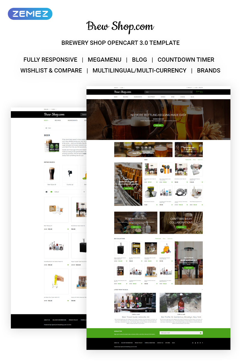 Brew Shop.com – Efficient Alcohol Online Shop OpenCart Template