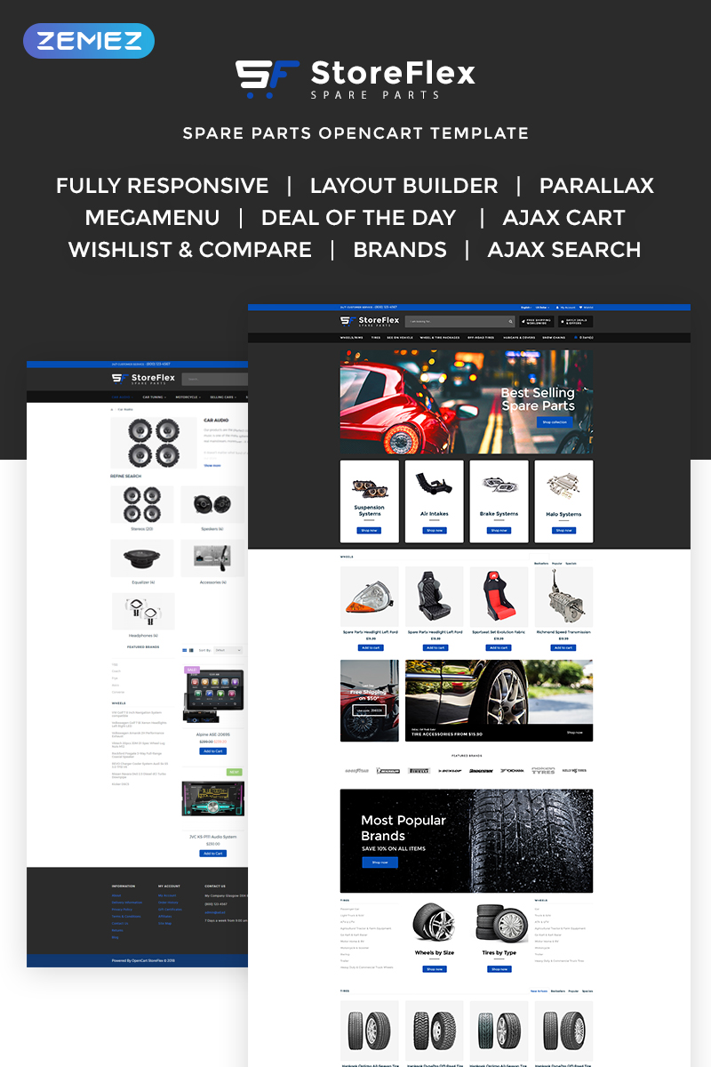 StoreFlex – Fancy Car Parts Online Shop OpenCart Template